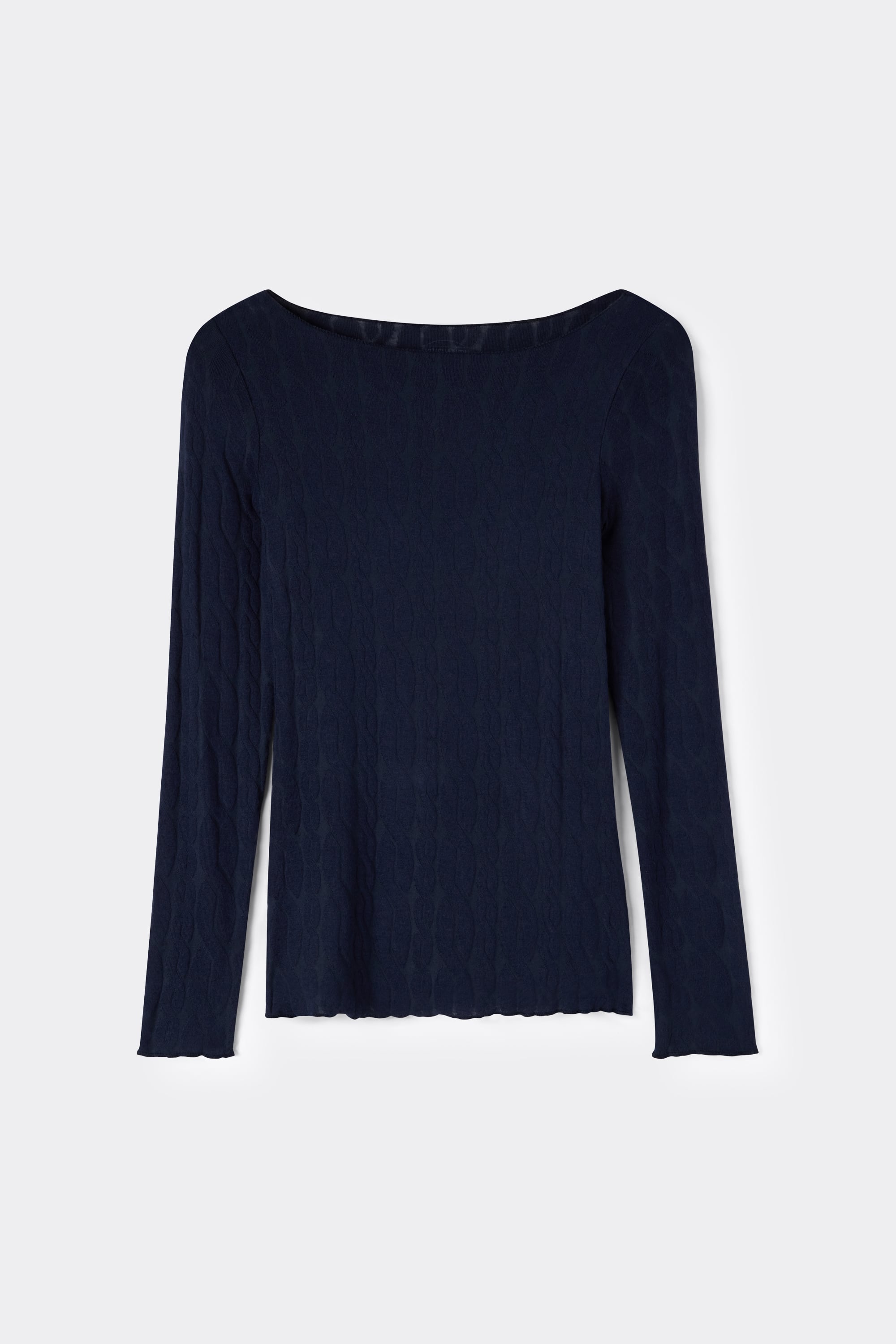 Alternative view of Cable Knit Boatneck Top in Ultralight with Cashmere