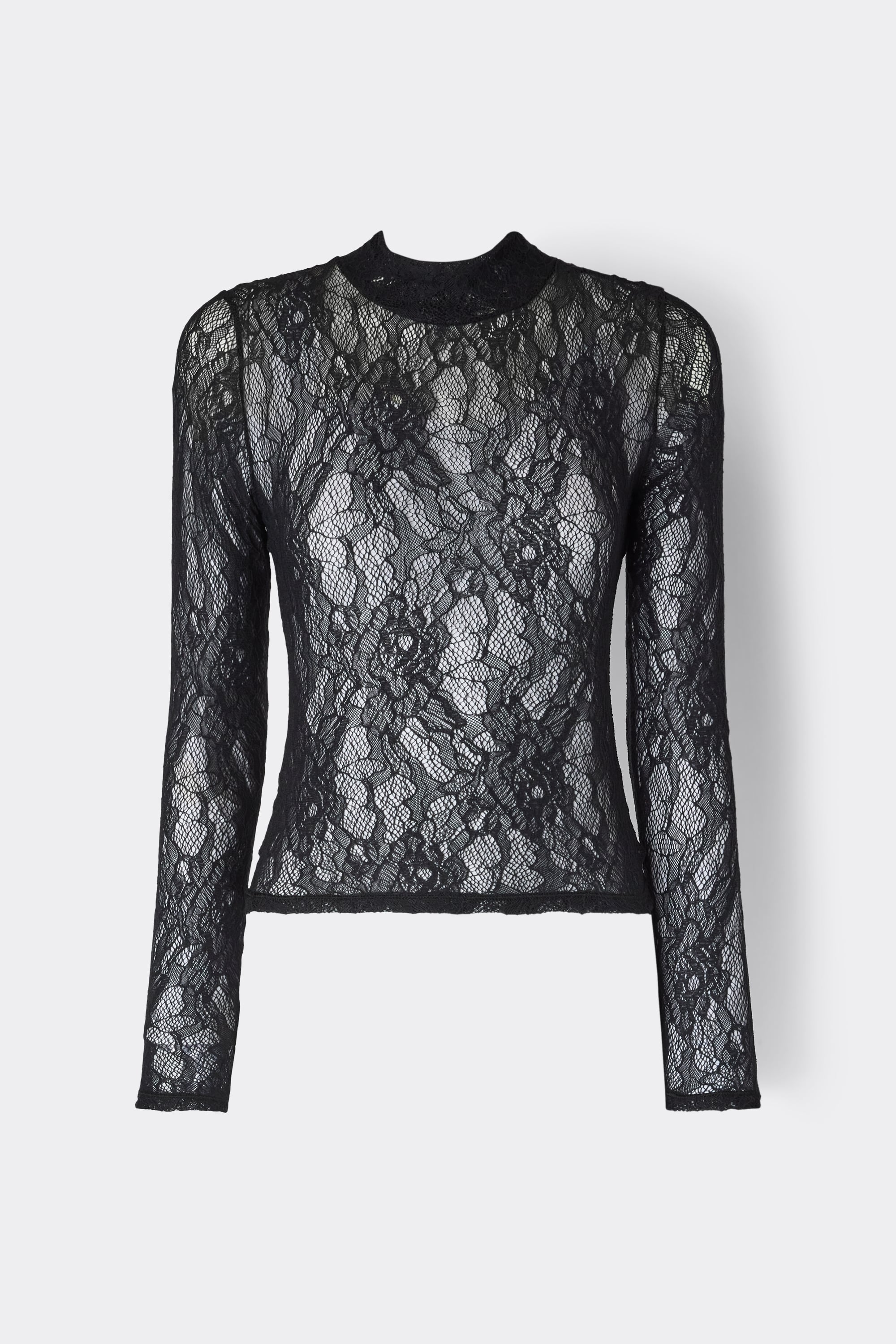 Stretch Lace Long Sleeve Crop Top