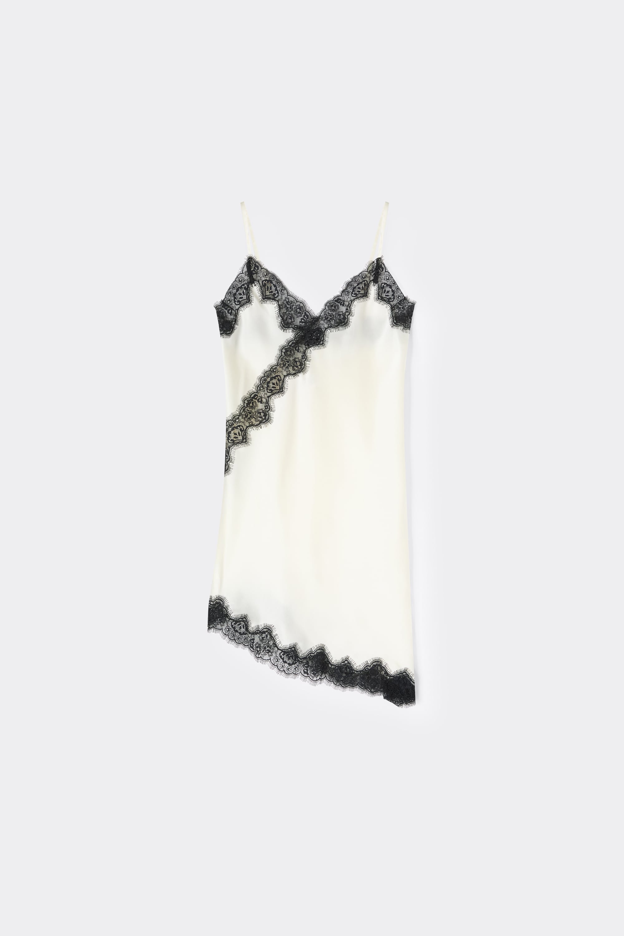 Brighten Your Day Asymmetric Chemise in Silk and Lace