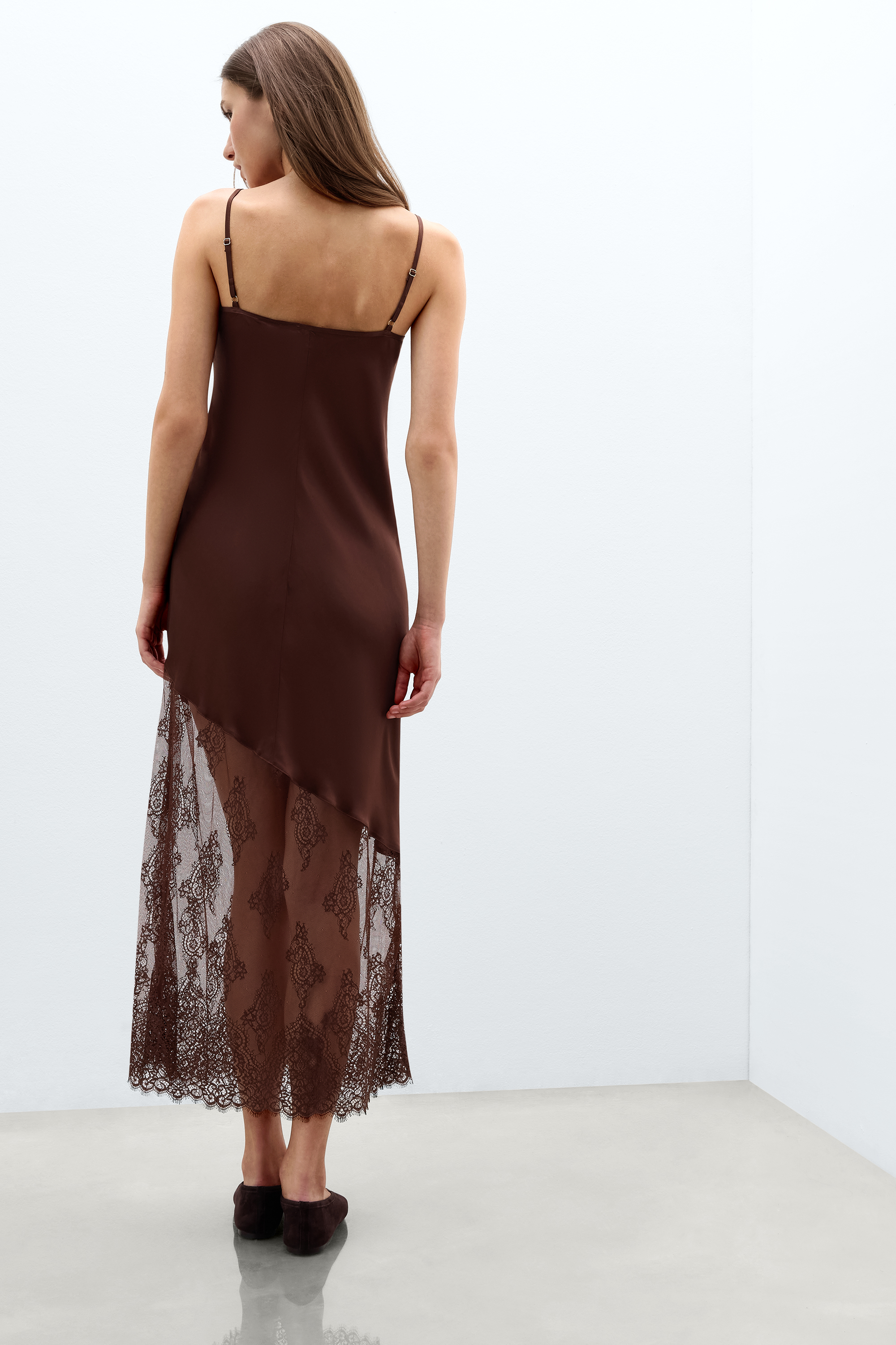 Alternative view of Lace Perfection Long Viscose Satin and Lace Nightgown