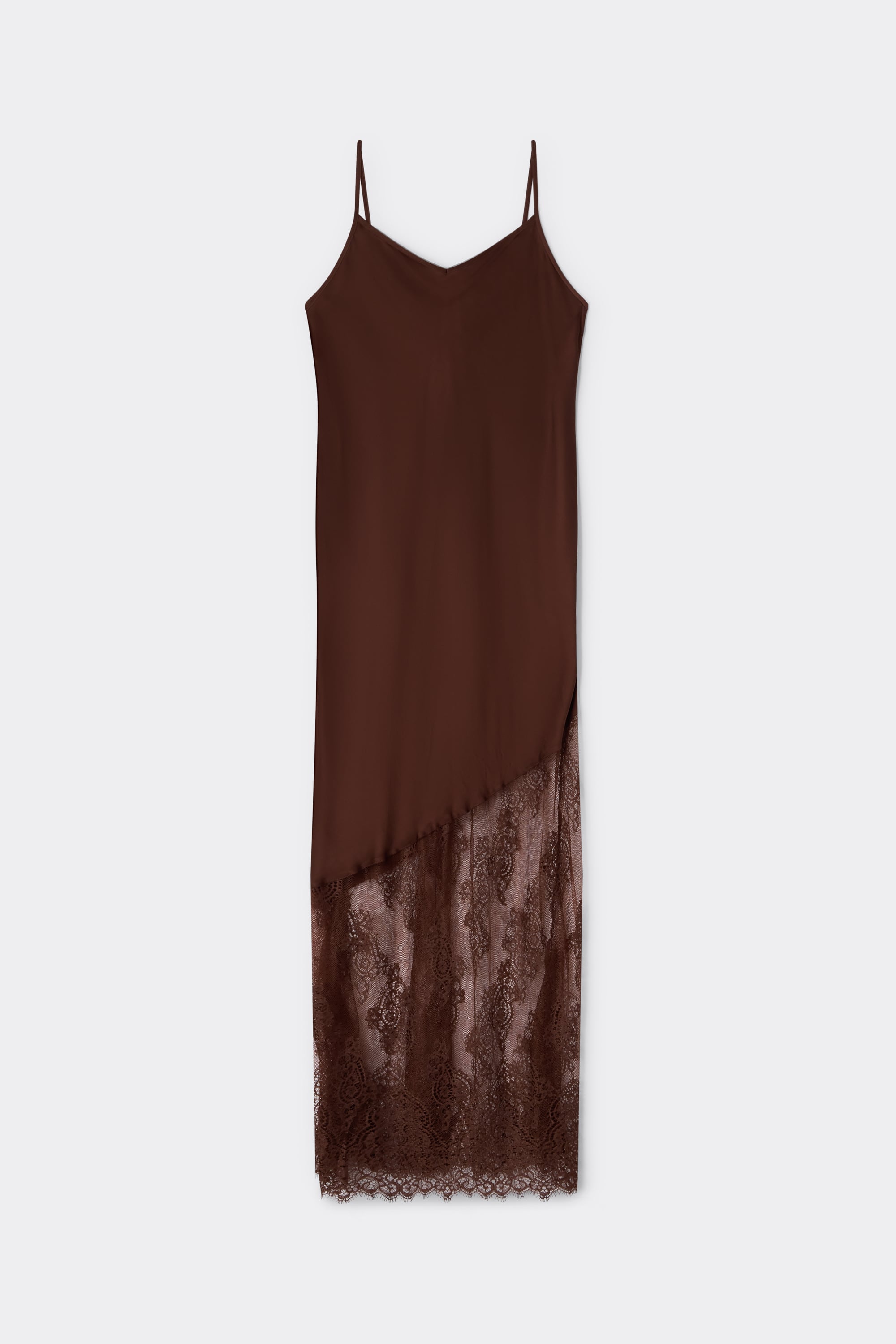 Lace Perfection Long Viscose Satin and Lace Nightgown