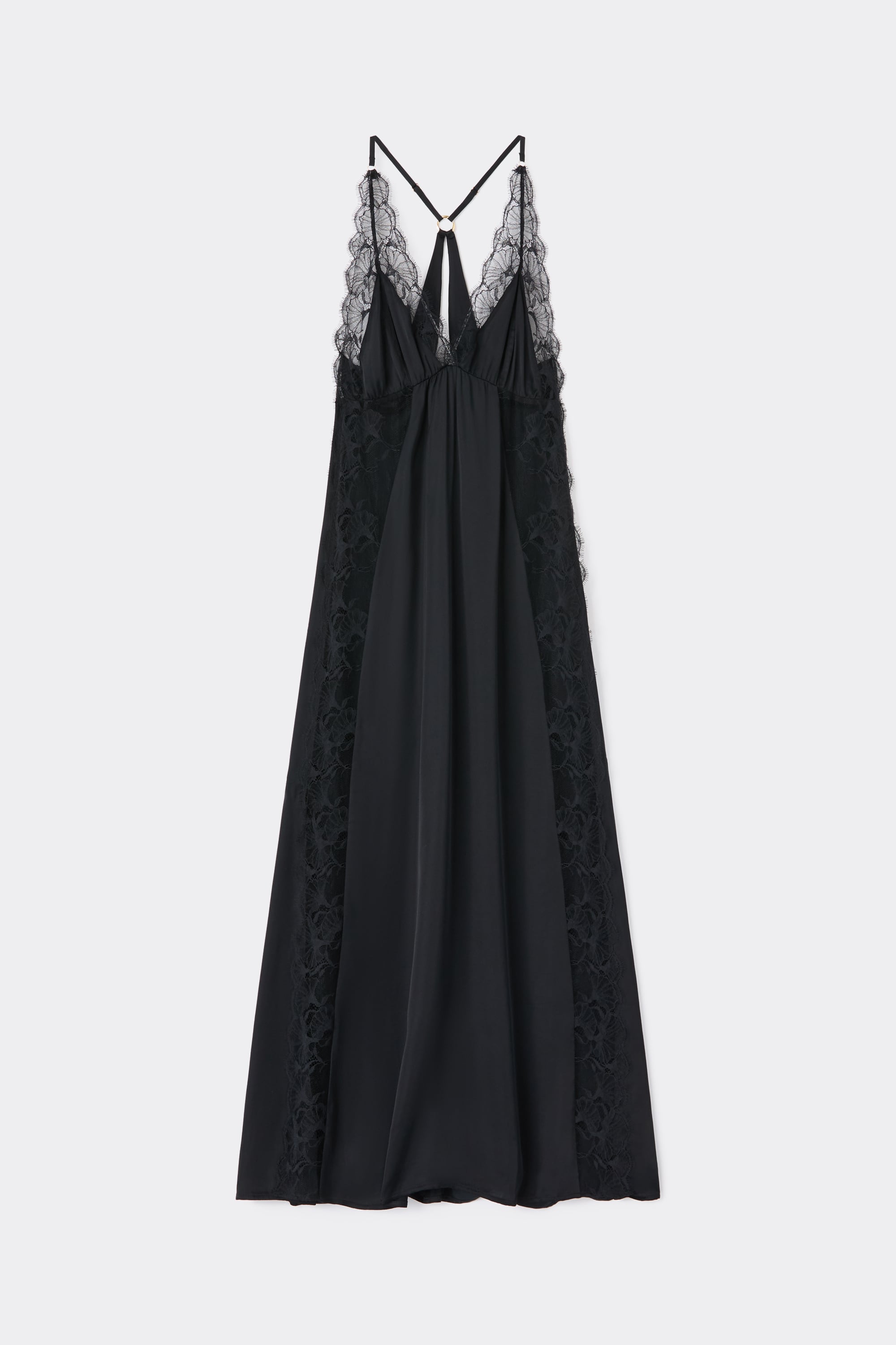 Catching Eyes Long Viscose Satin and Lace Nightgown