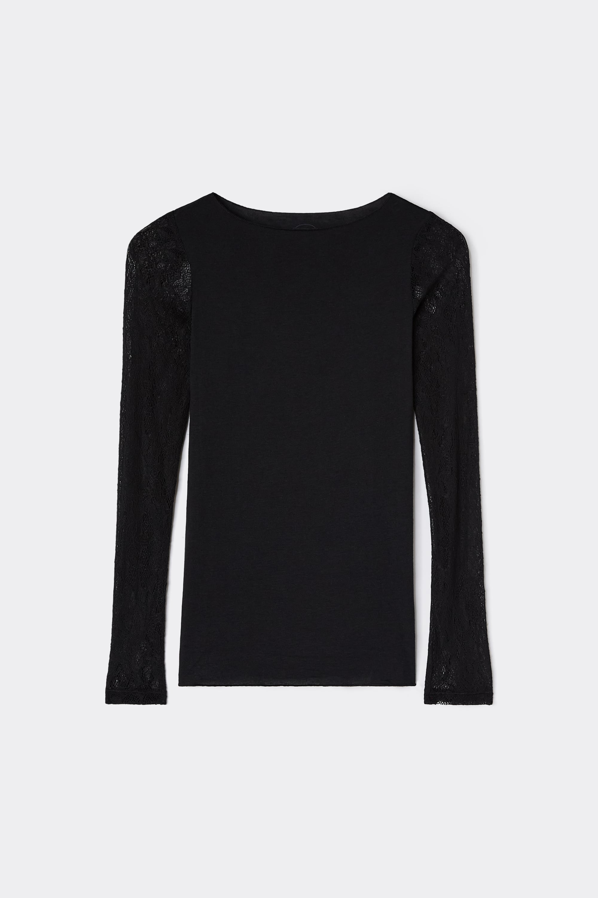 Bateau Neck Top in Ultralight with Cashmere and Stretch Lace