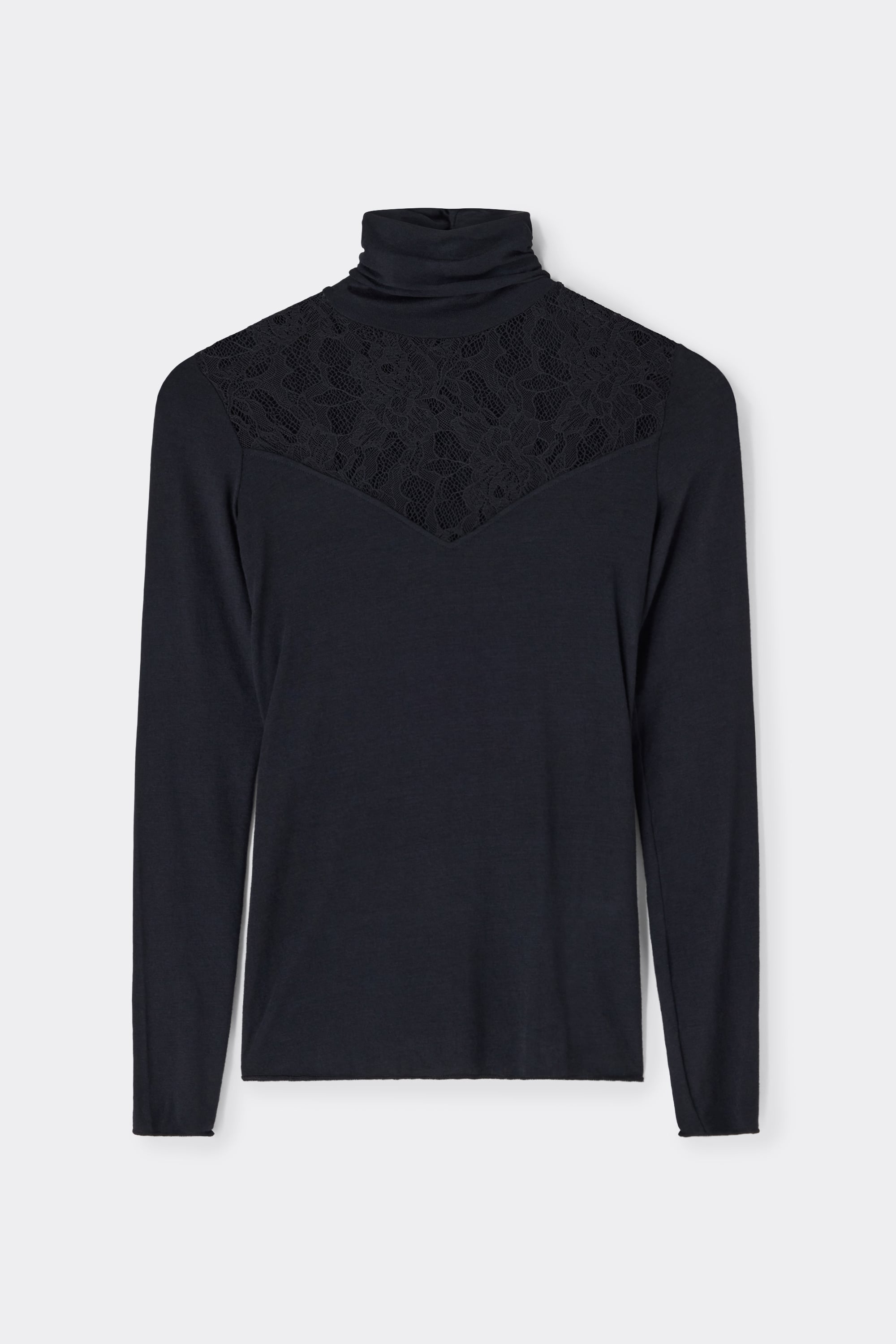 High Neck Top in Ultralight with Cashmere and Stretch Lace