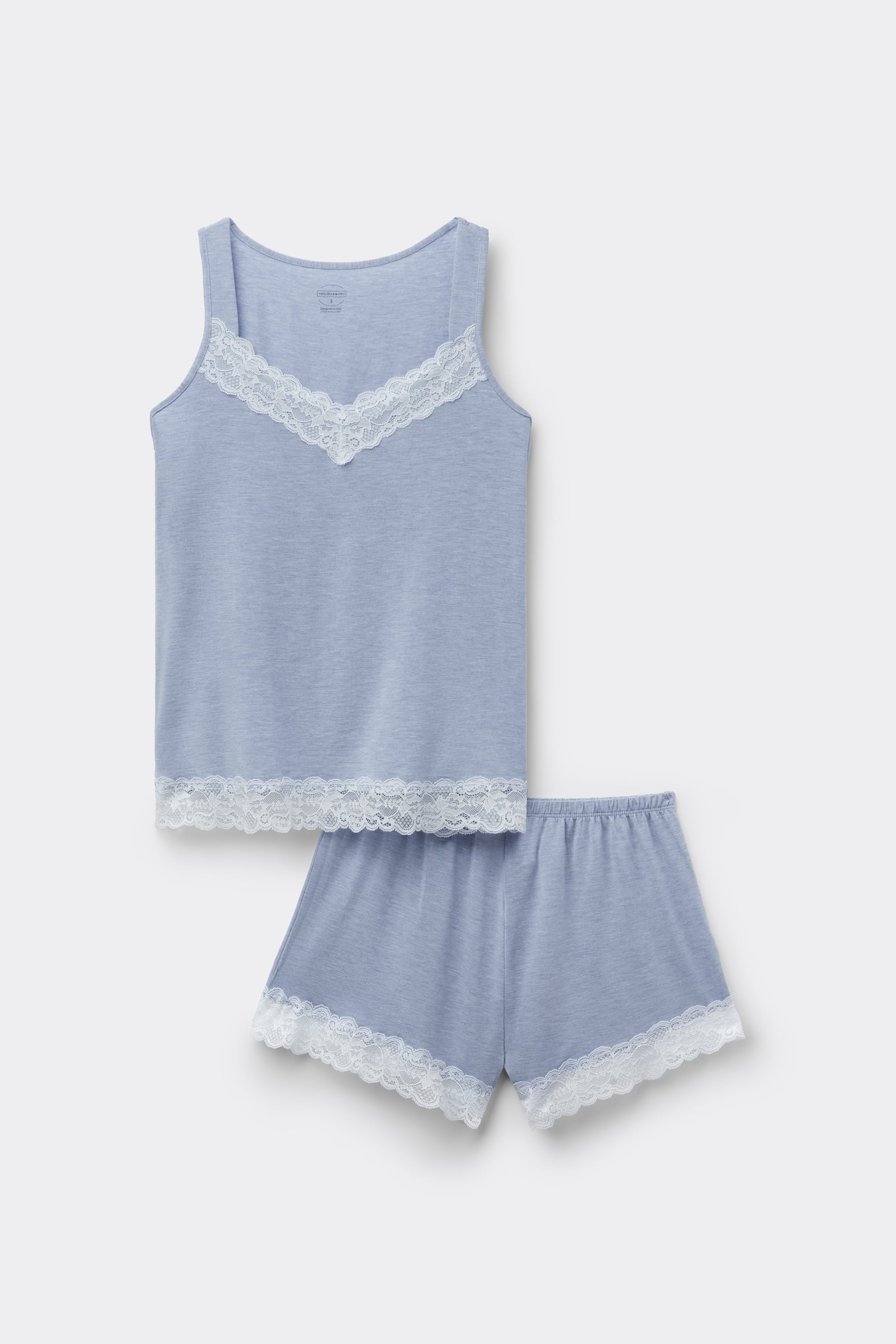 Alternative view of Lace Trim Tank Top Short Pajamas in Modal