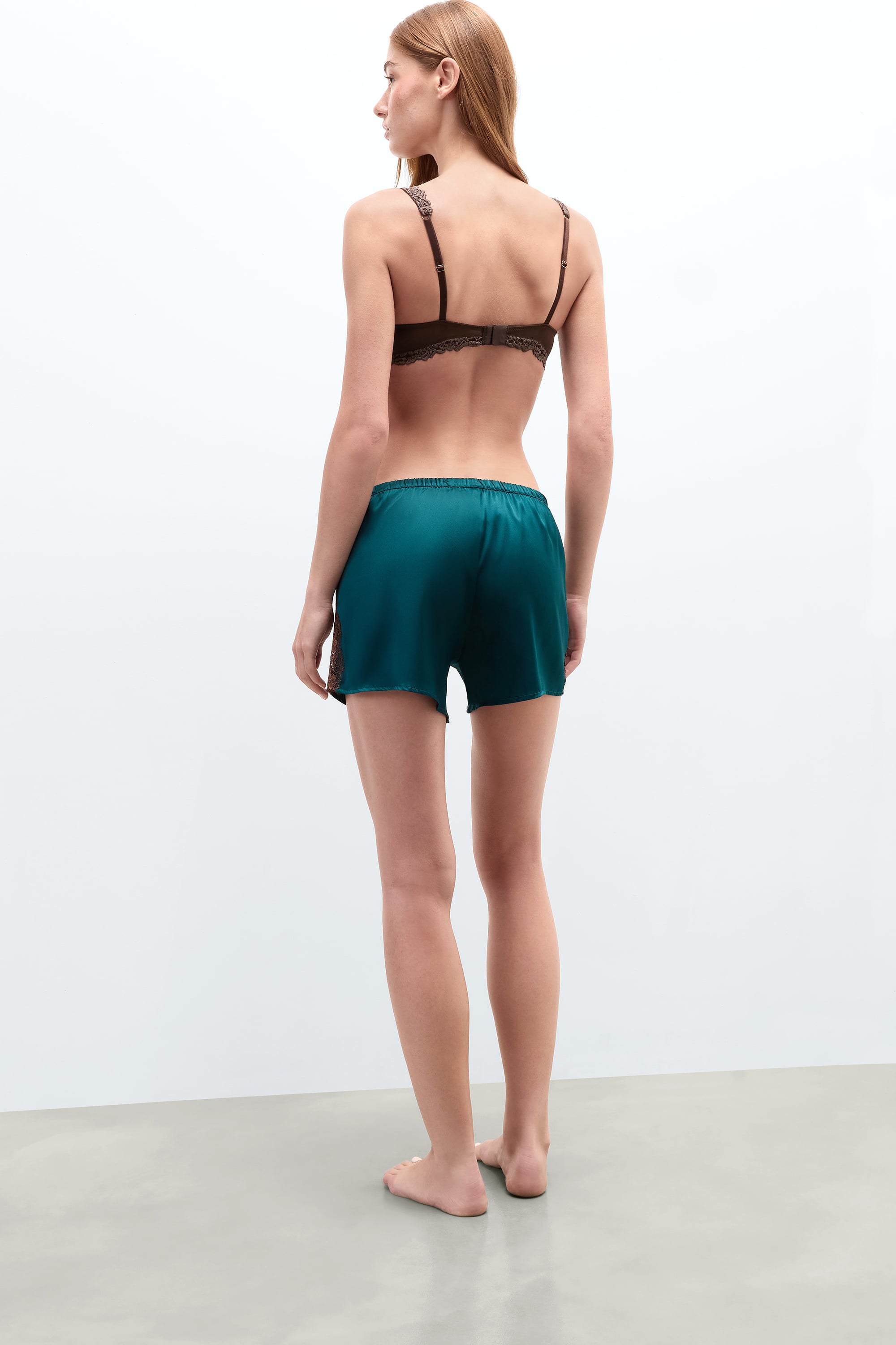 Alternative view of Lace Perfection Silk Satin Shorts with Contrast Lace