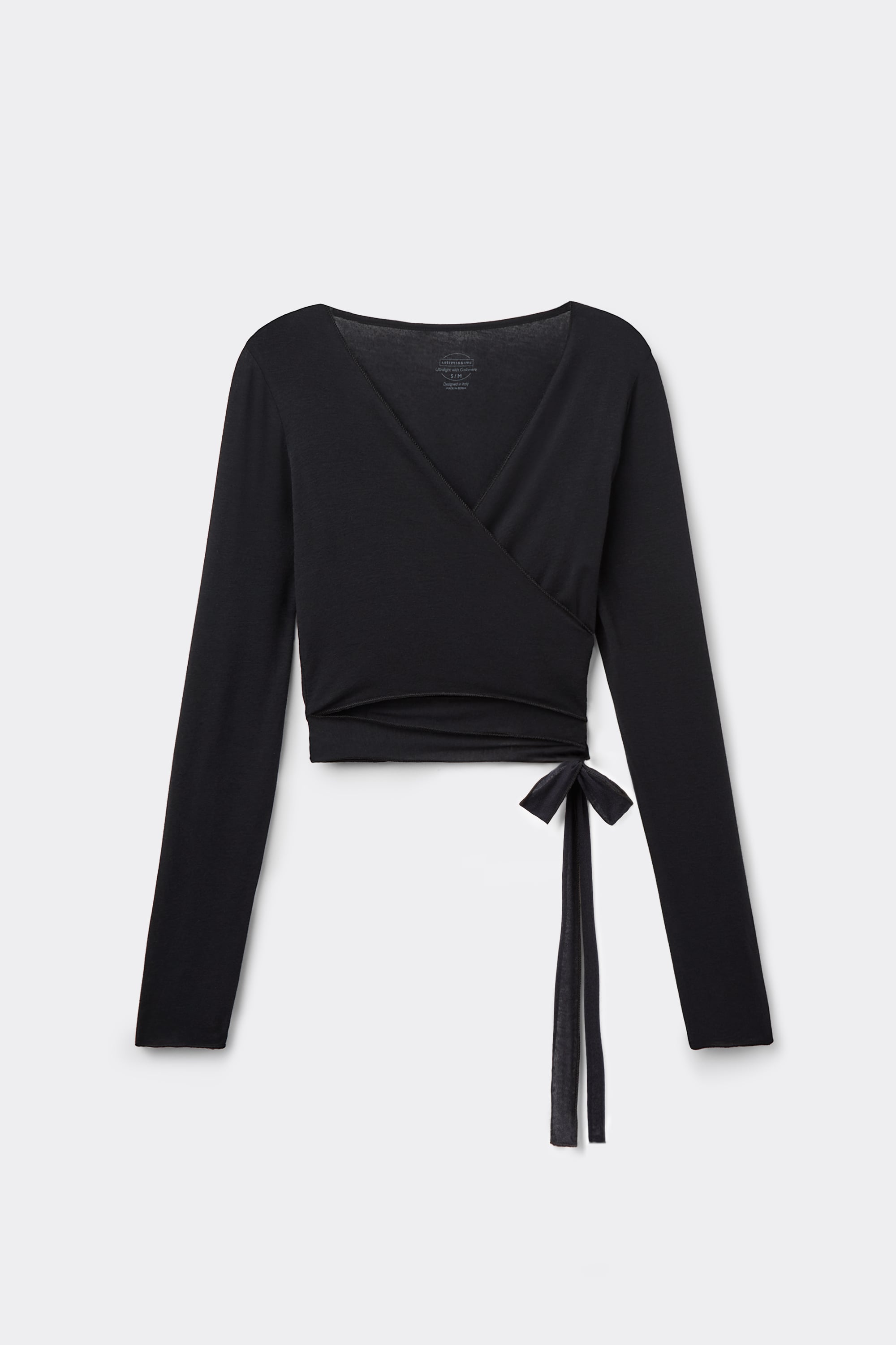 Long Sleeve Wrap Top in Modal Ultralight with Cashmere