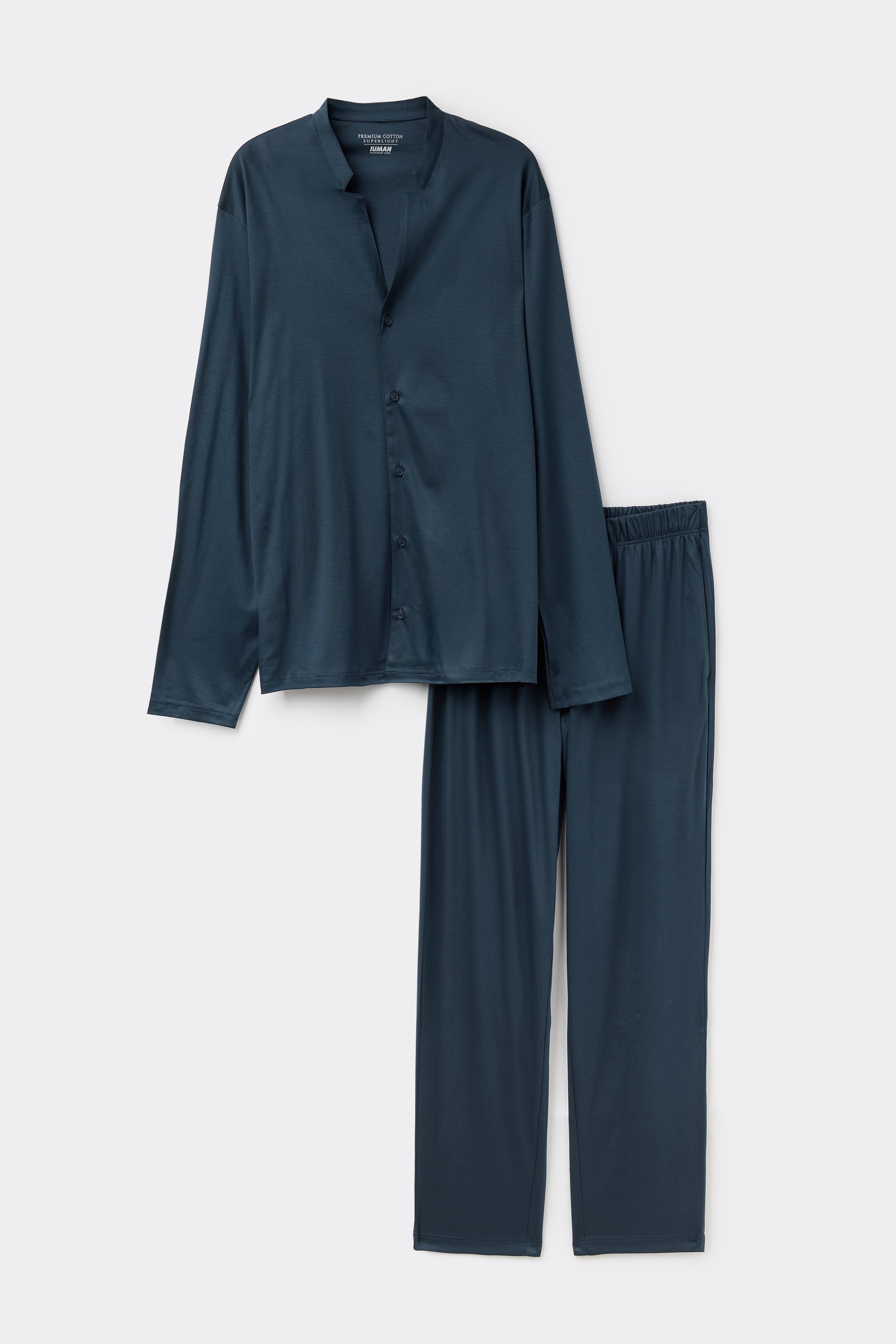 Alternative view of Open Front Full Length Pajamas in Mercerized Cotton filo Premium