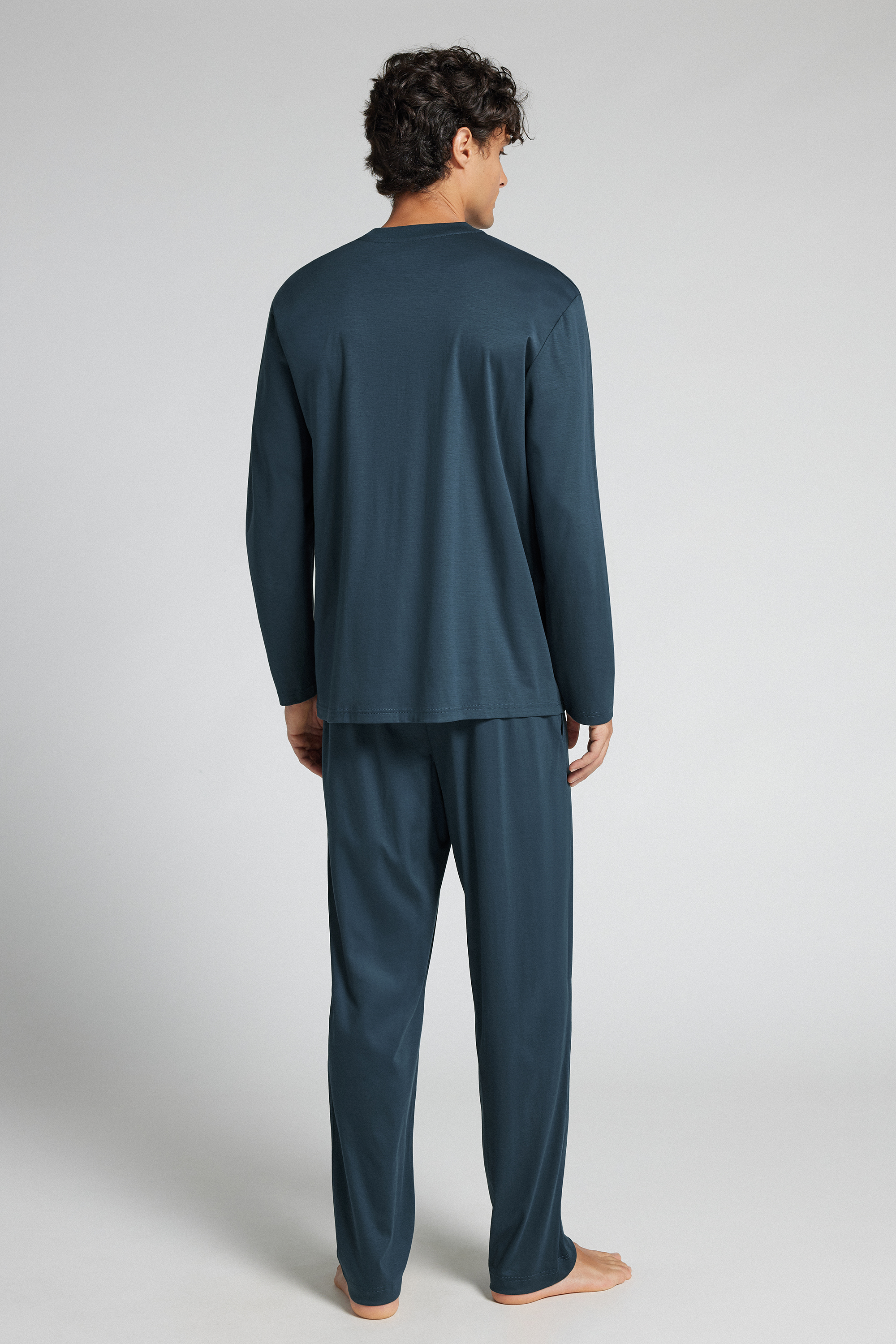 Alternative view of Full Length Pajamas in Mercerized Cotton filo Premium