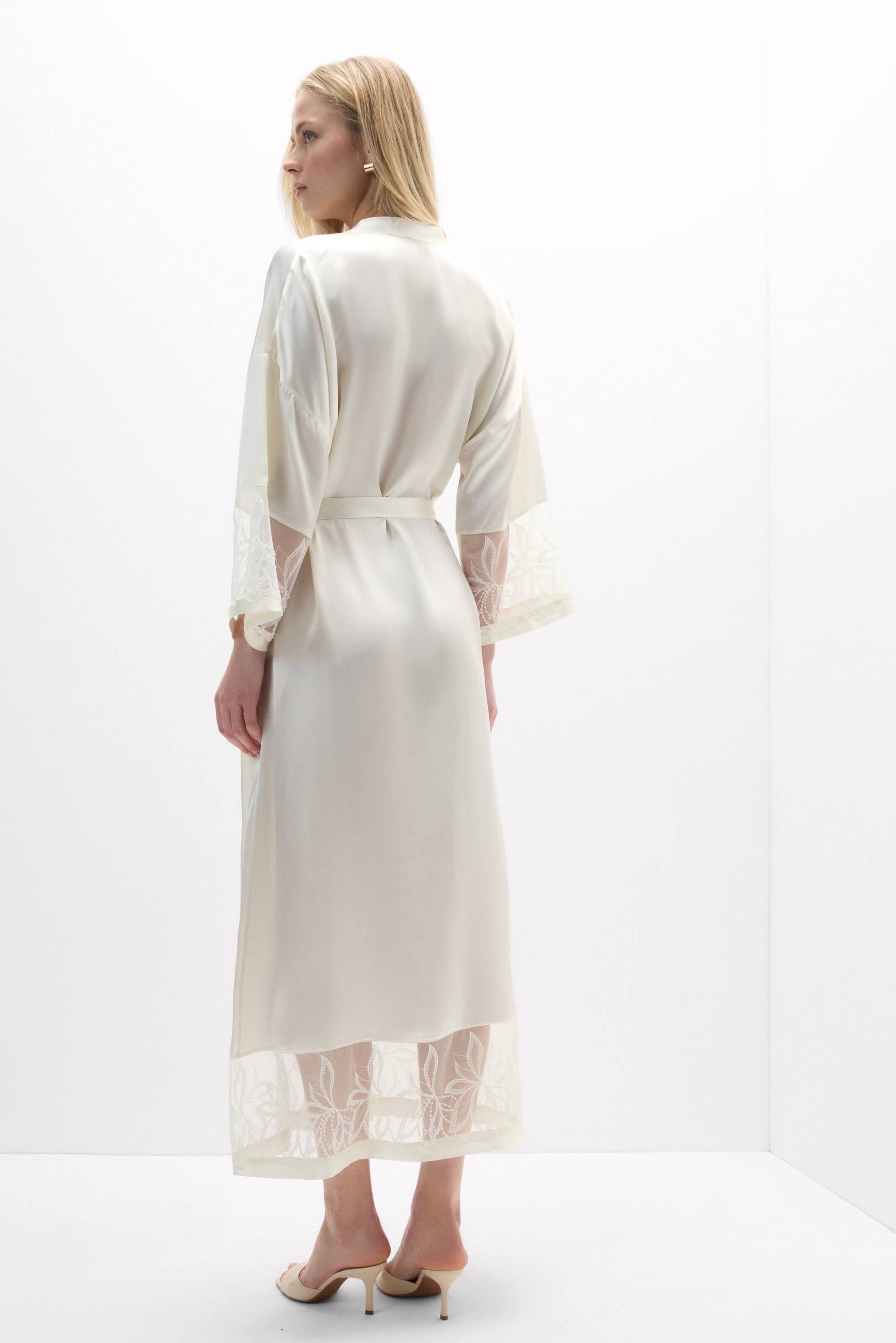 Alternative view of My Forever Love Long Silk and Lace Robe