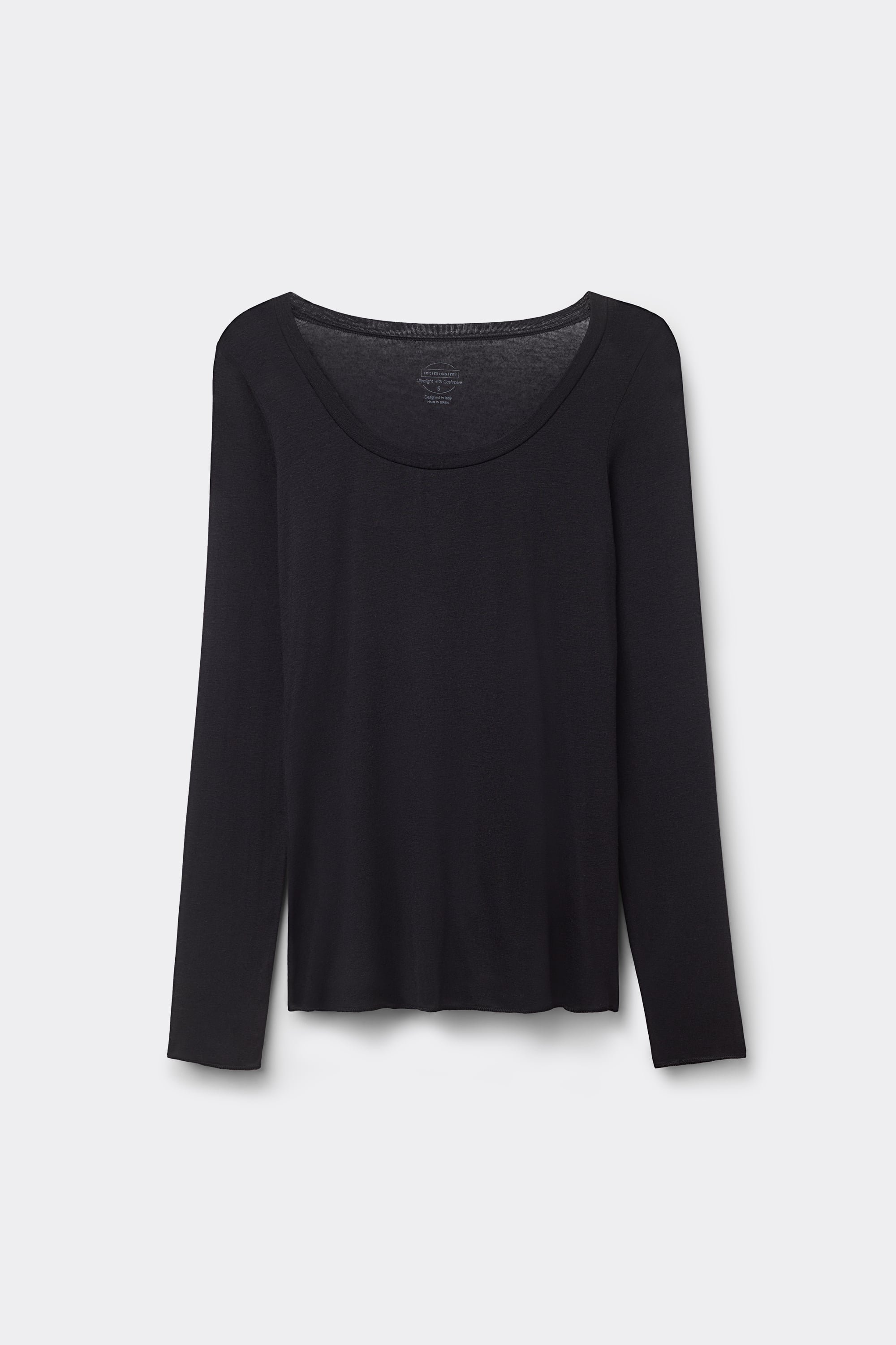 Long Sleeve Scoop Neck Top in Ultralight with Cashmere