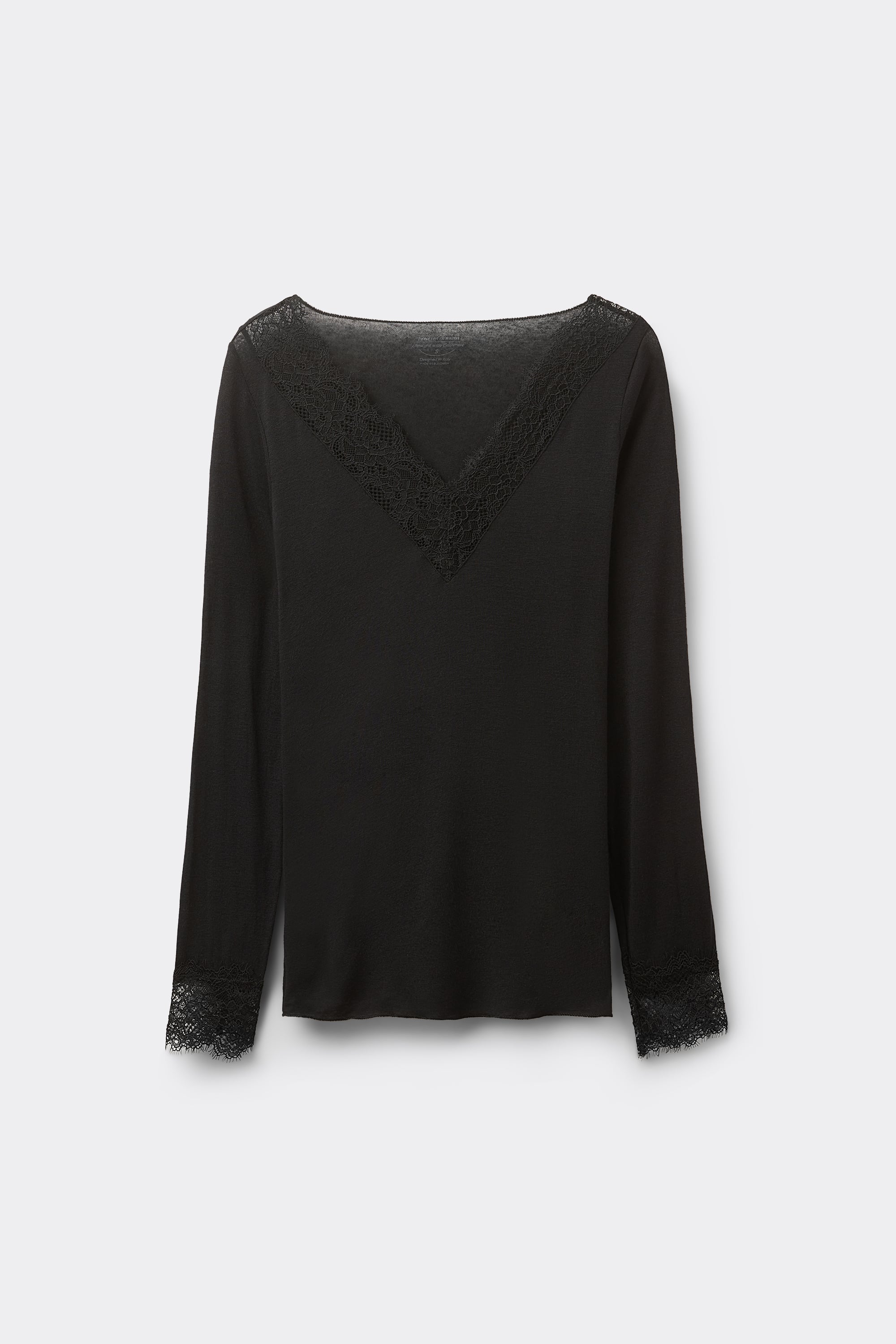 V-Neck Ultralight with Cashmere and Lace Top