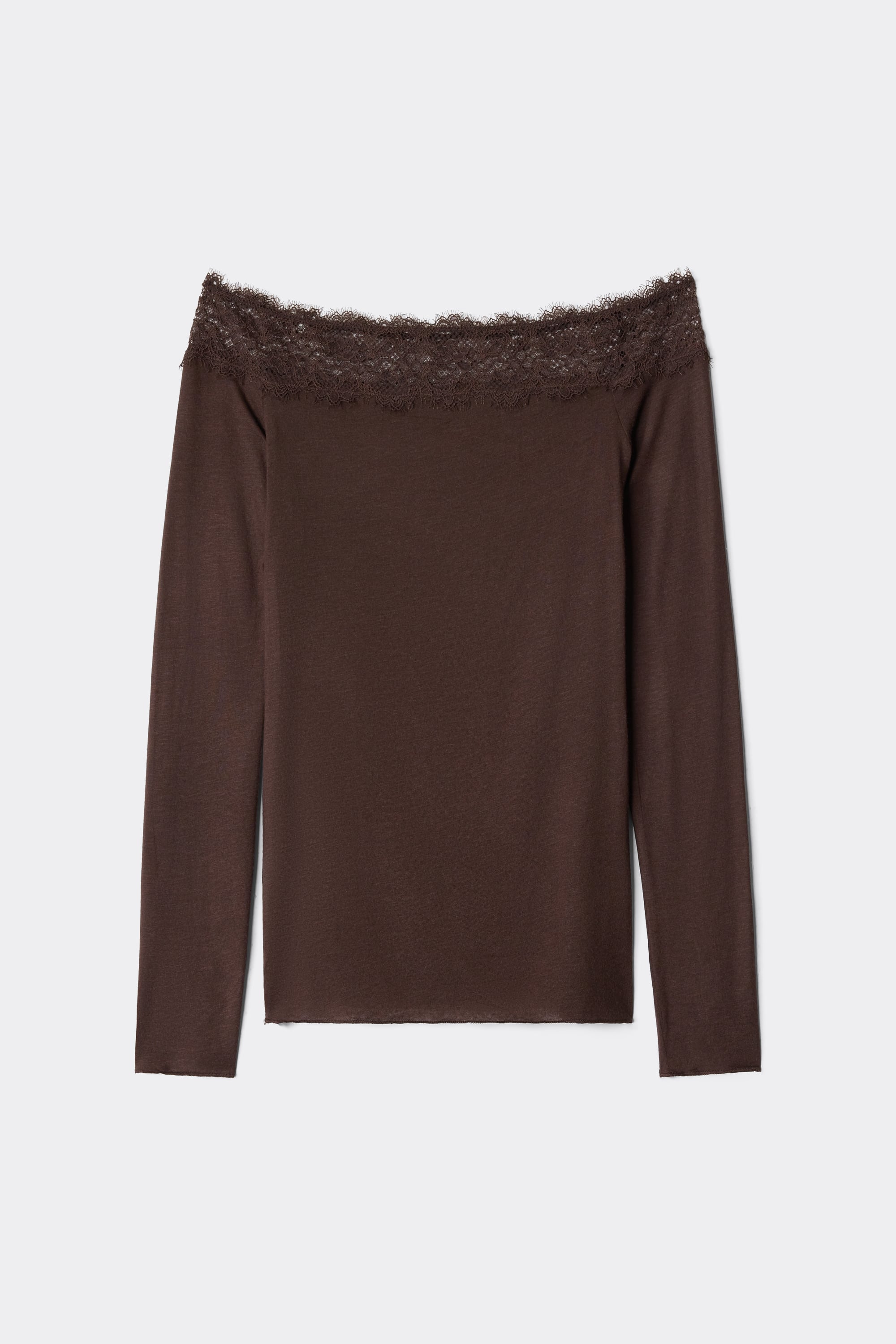 Off-the-Shoulder Ultralight with Cashmere and Lace Top