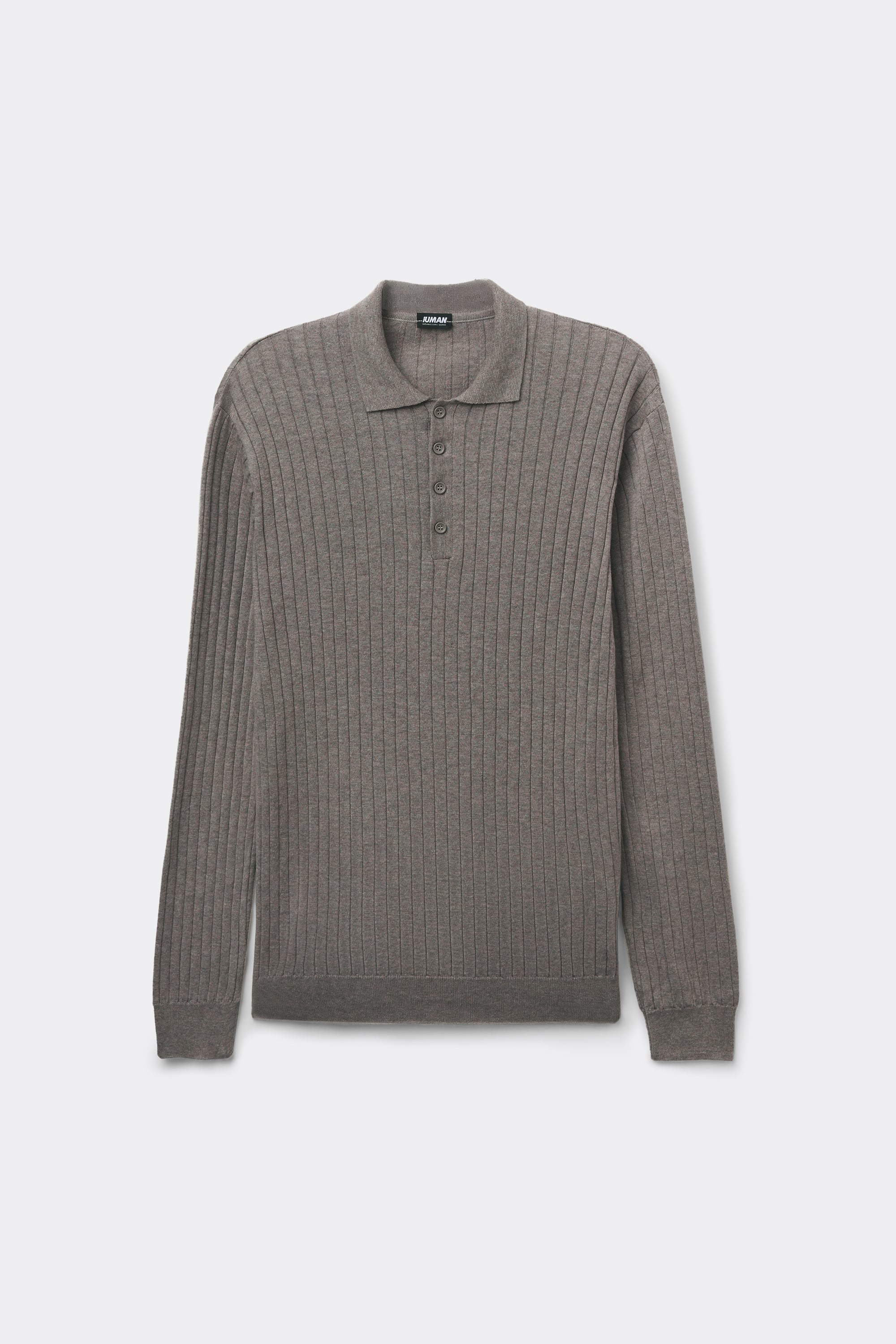 Long Sleeve Ribbed Polo Shirt