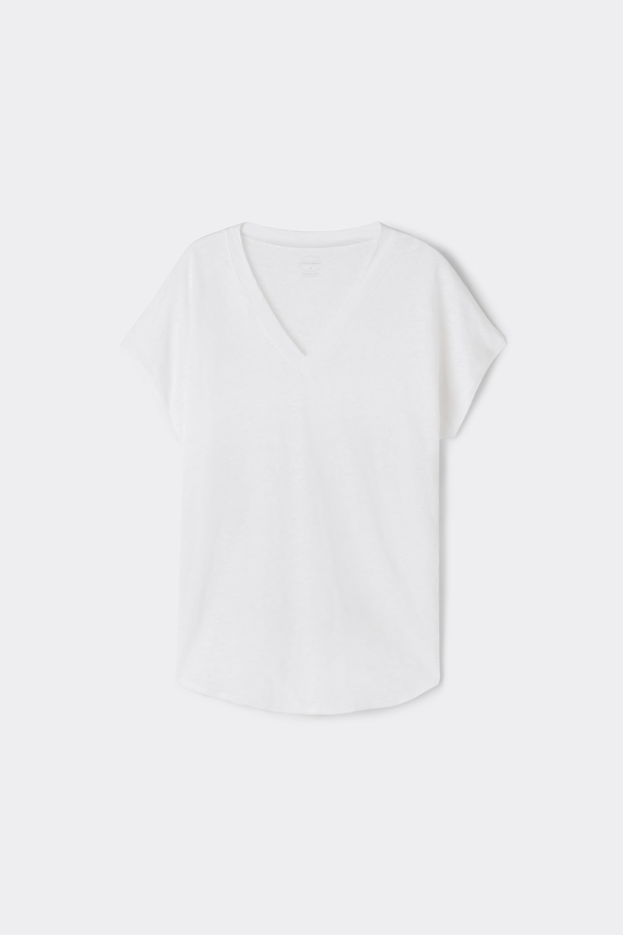 The Pure Linen Short Sleeve V-Neck Top in Linen