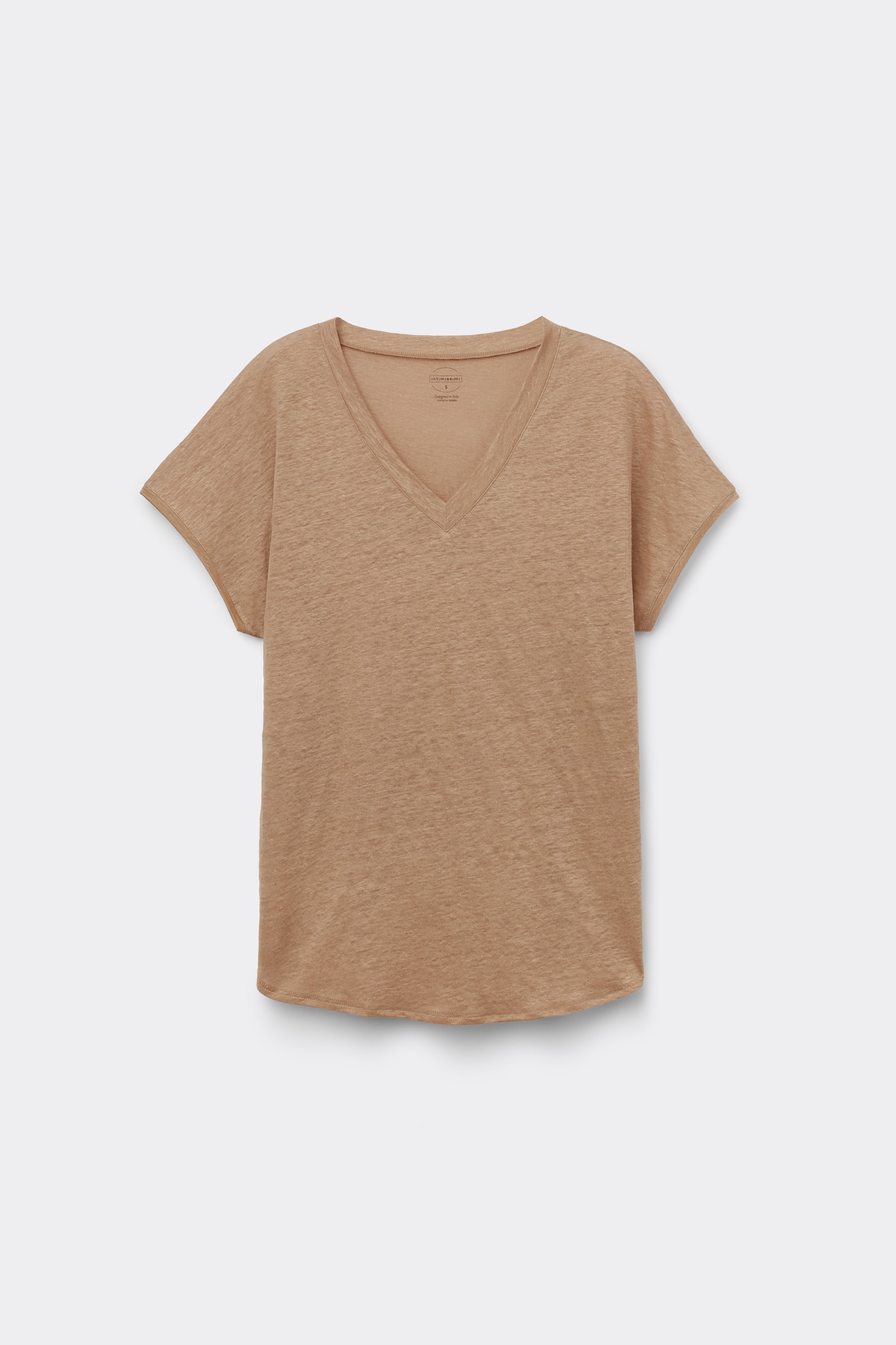 Alternative view of The Pure Linen Short Sleeve V-Neck Top in Linen