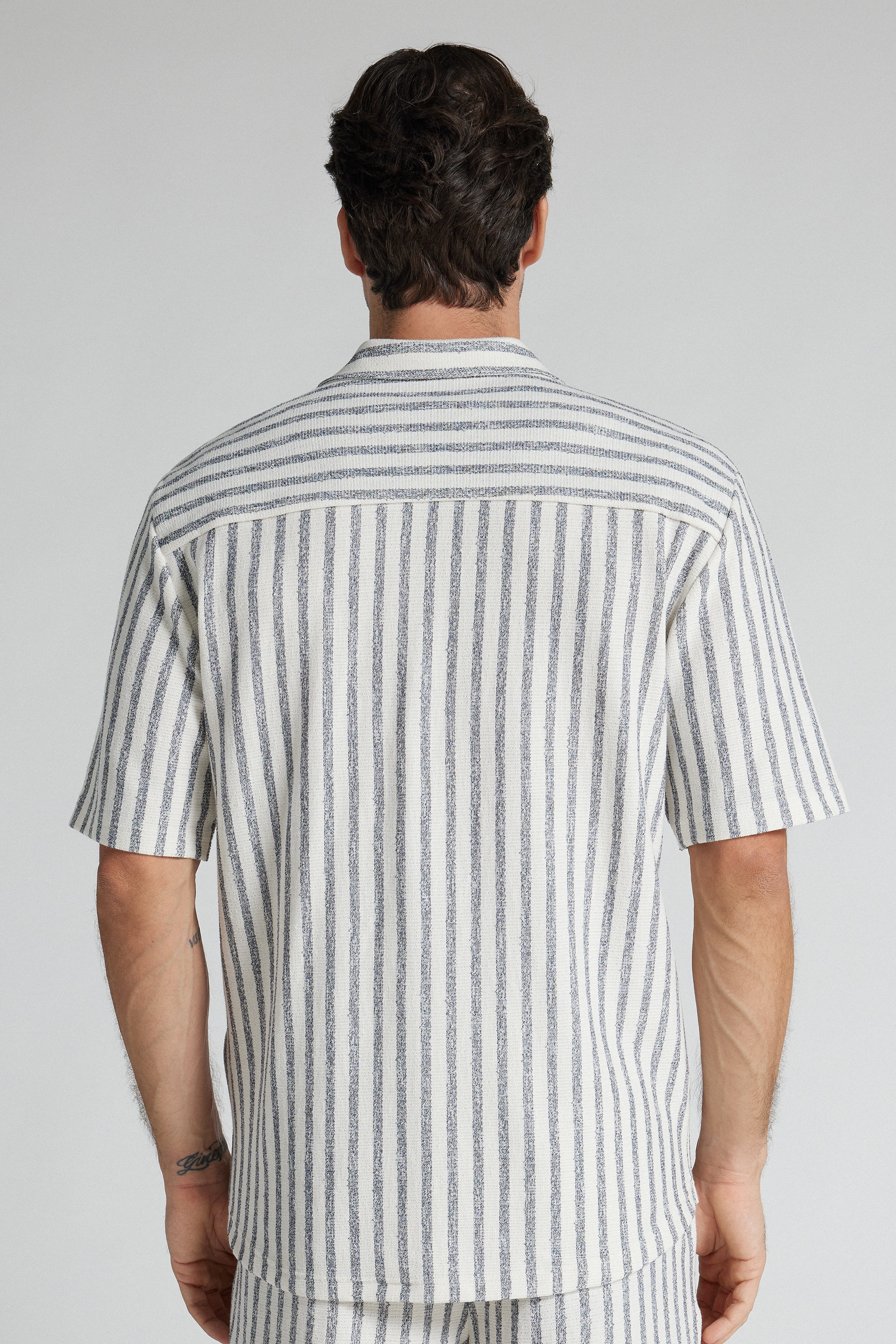Alternative view of Short Sleeved Bowling Shirt with Stripes