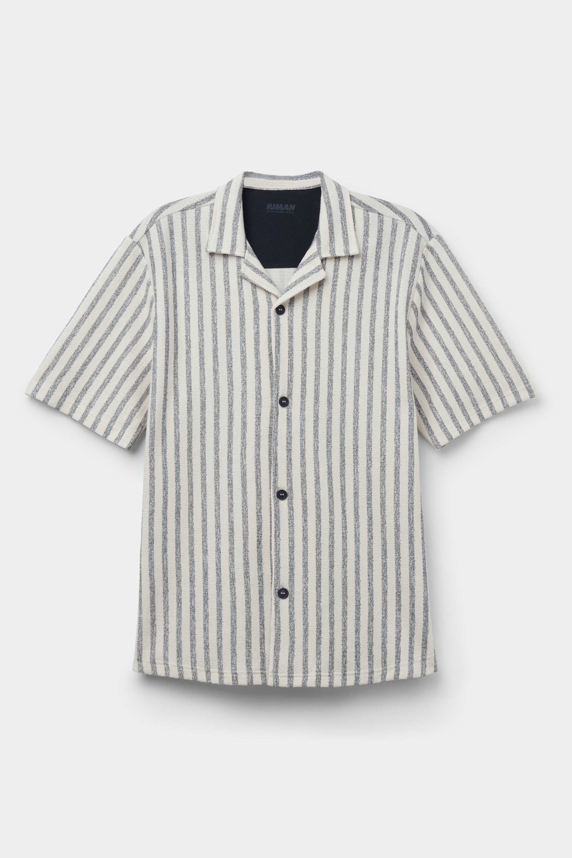 Short Sleeved Bowling Shirt with Stripes