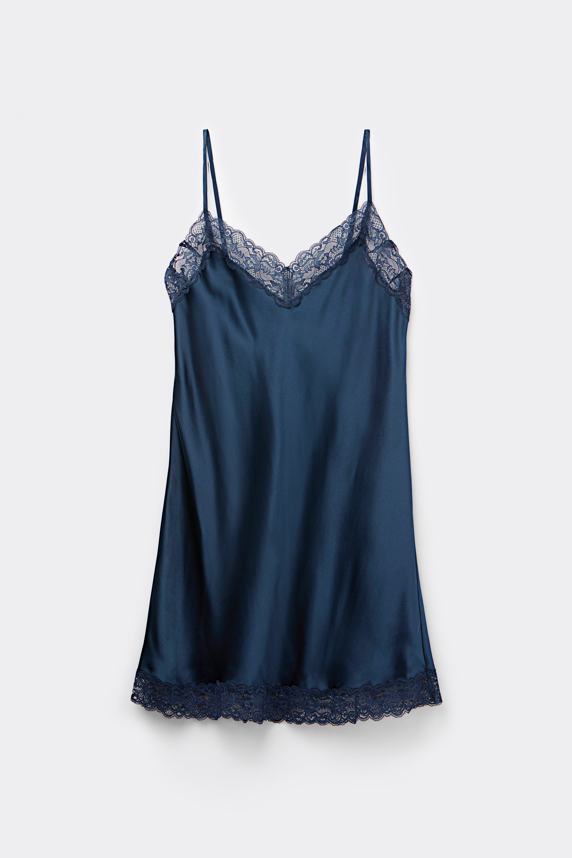 Alternative view of Silk Slip with Lace Insert Detail