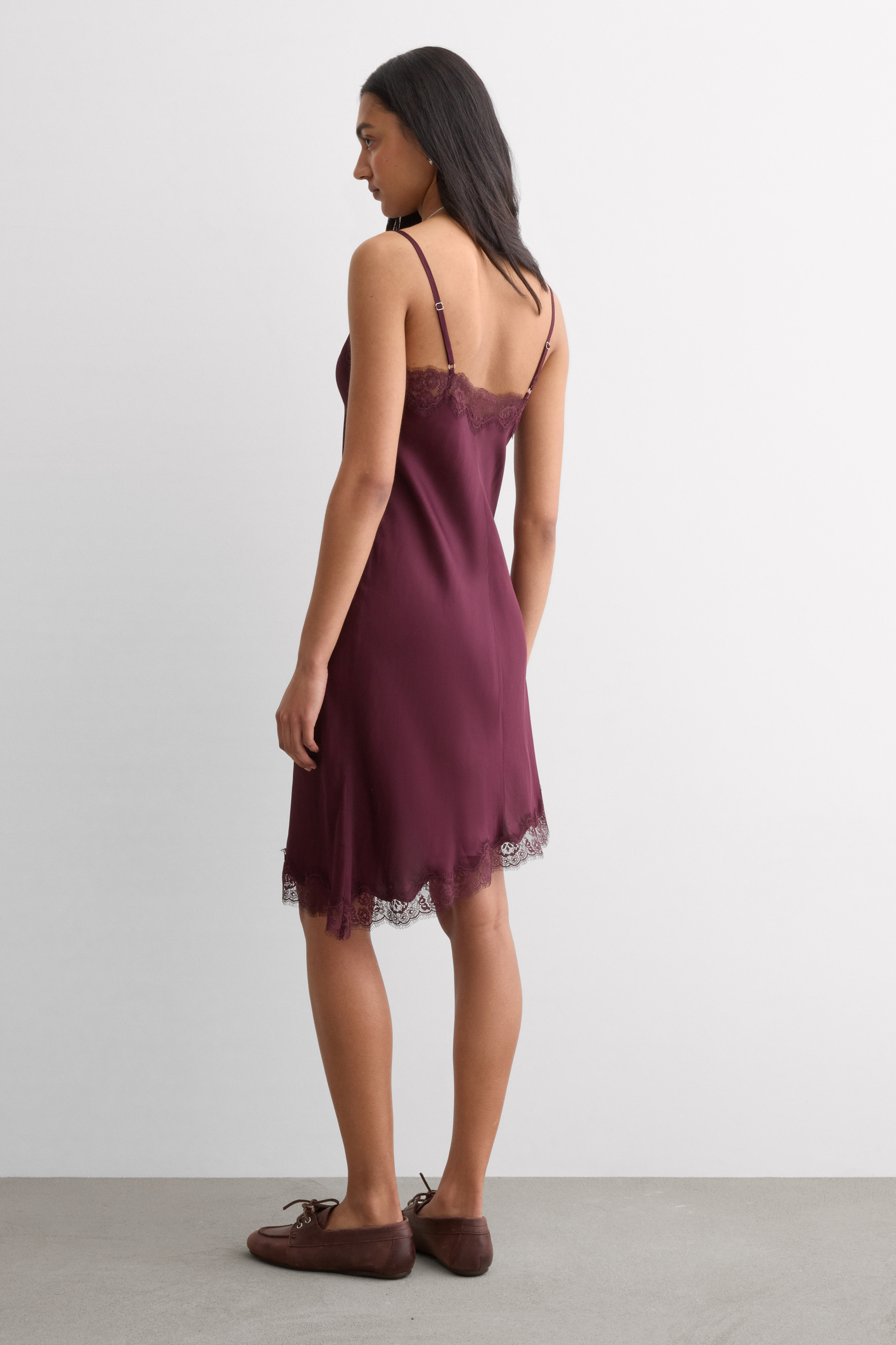 Alternative view of Asymmetric Slip in Viscose Satin with Lace