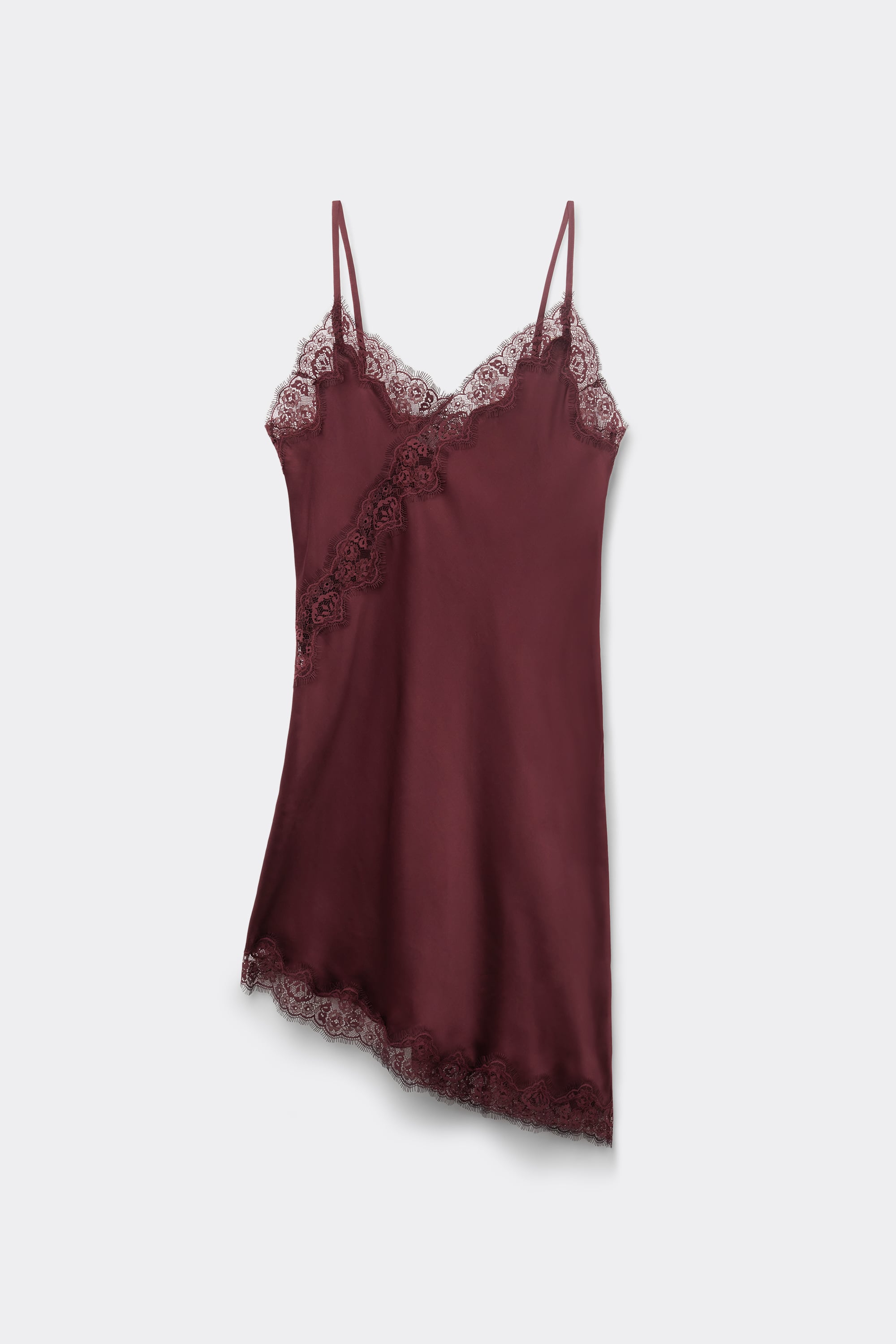 Asymmetric Slip in Viscose Satin with Lace