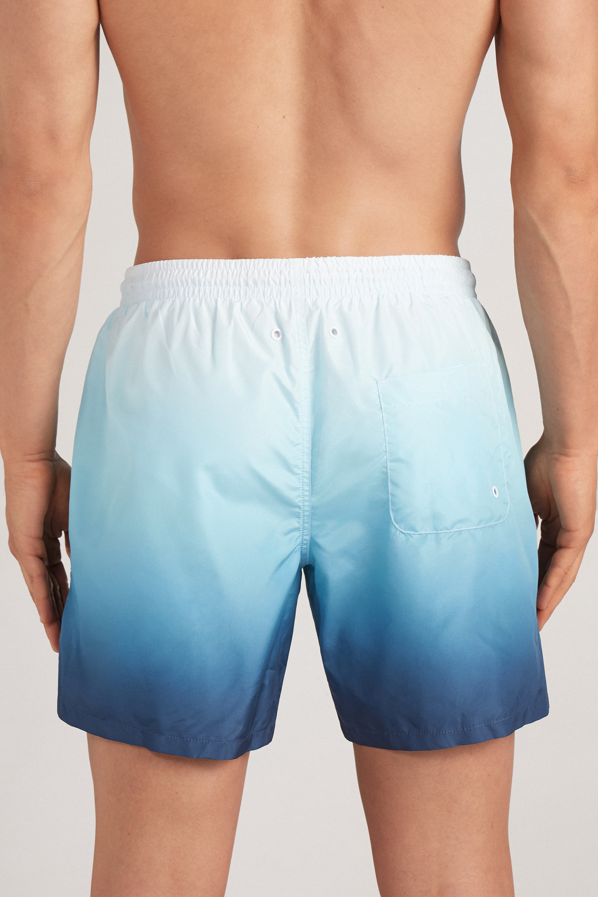 Alternative view of Blurry Blue Print Swim Trunks