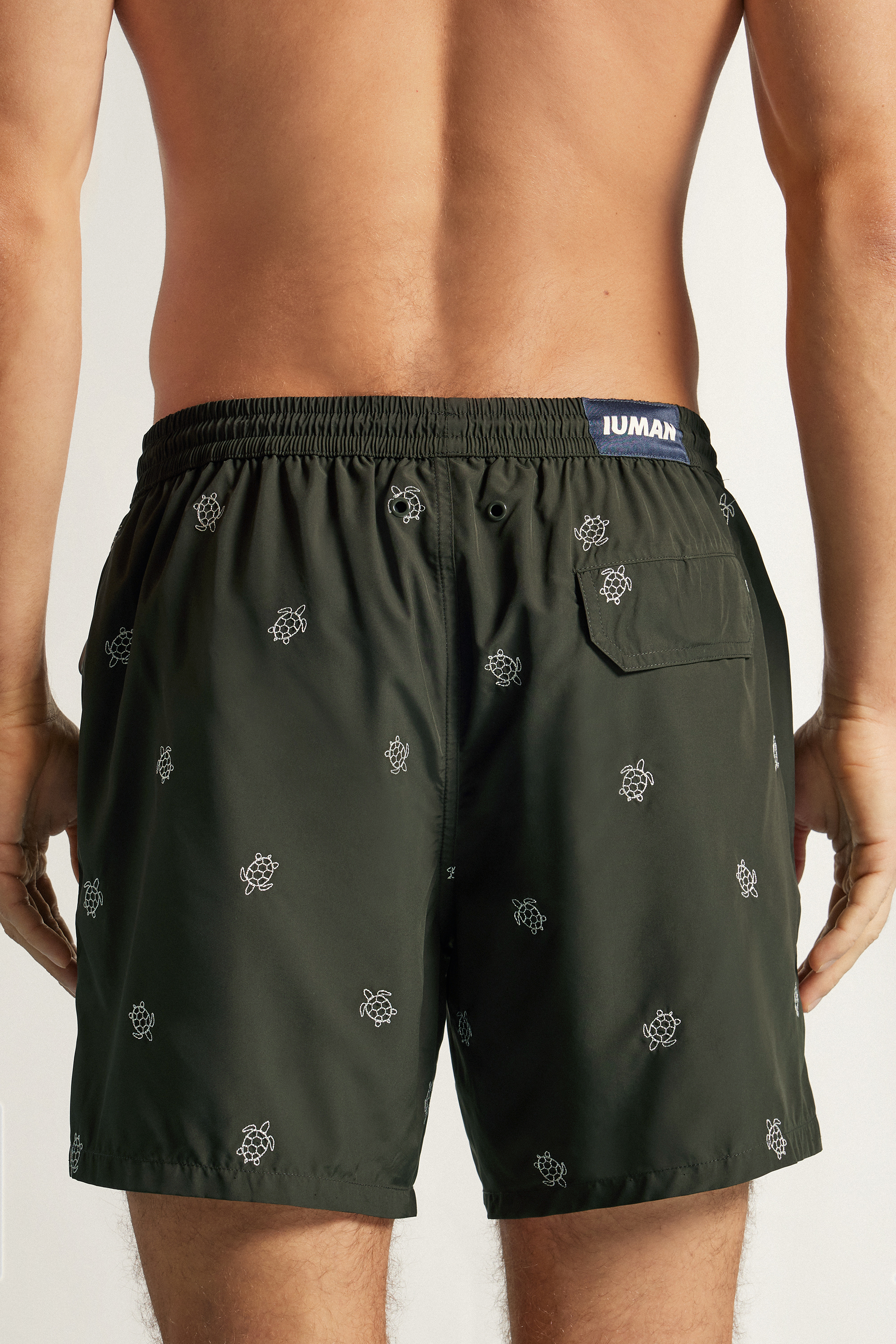 Alternative view of Swim Trunks with Embroidered Turtles