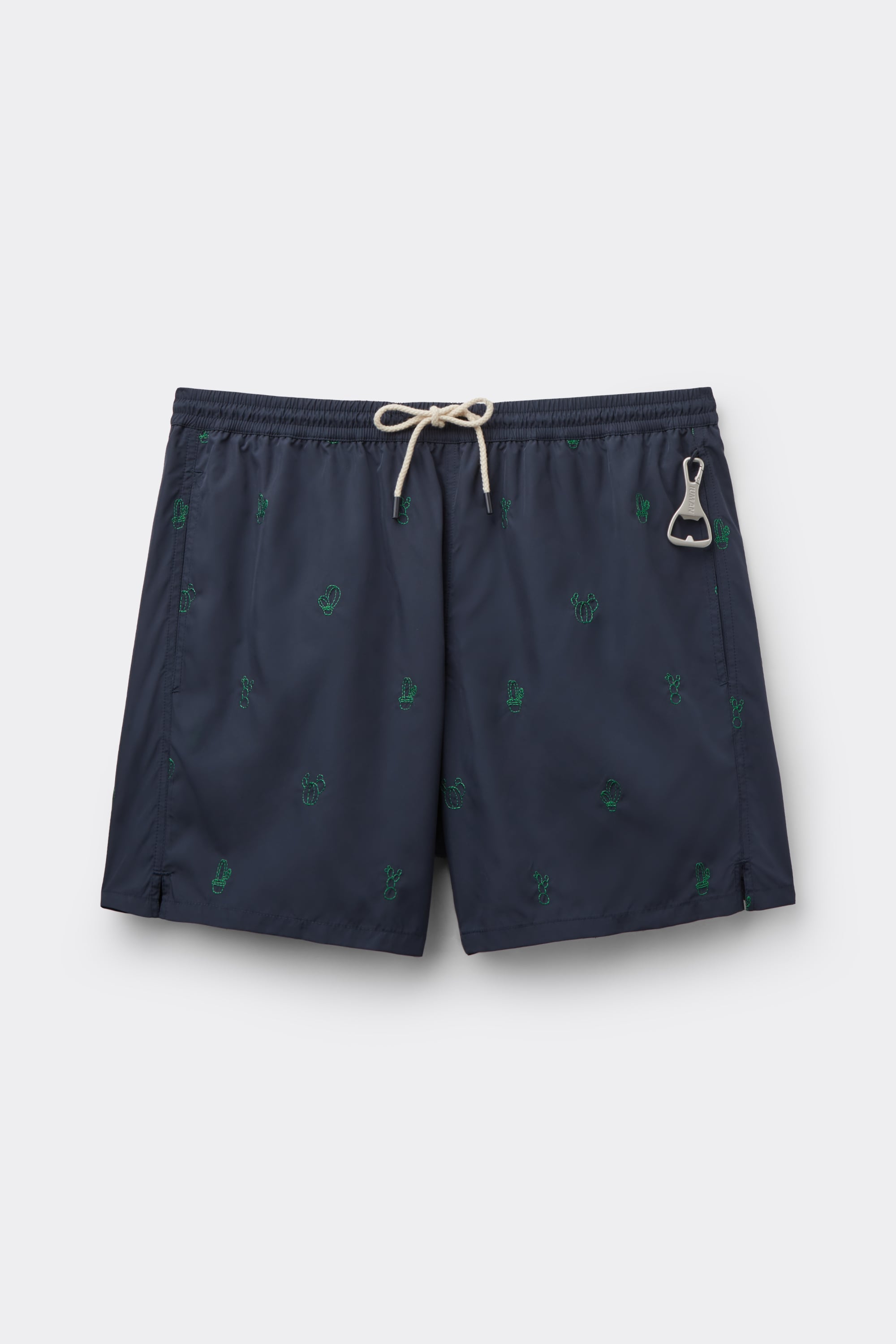 Swim Trunks with Embroidered Cacti