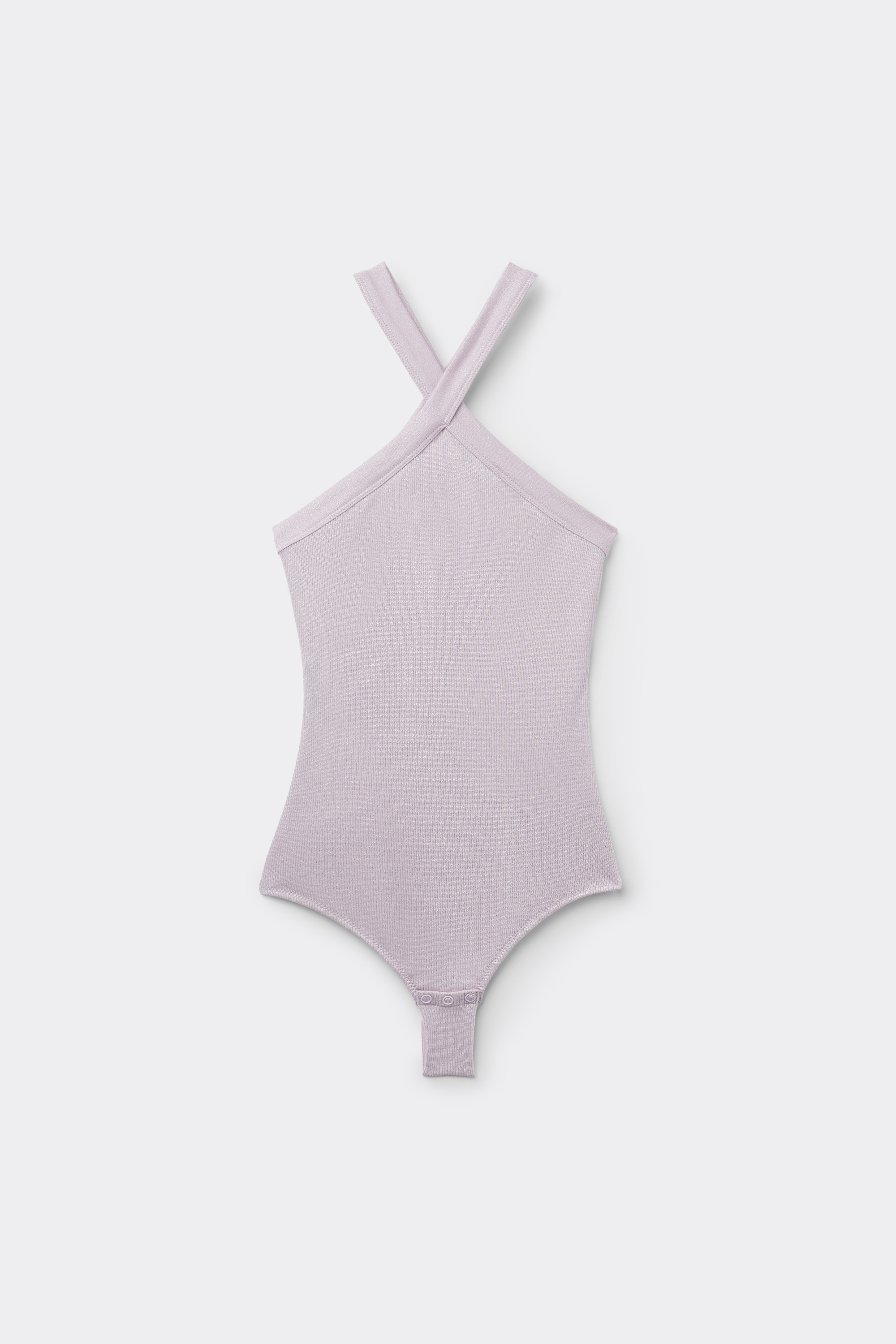 Alternative view of Ribbed Lamé Crisscross Bodysuit