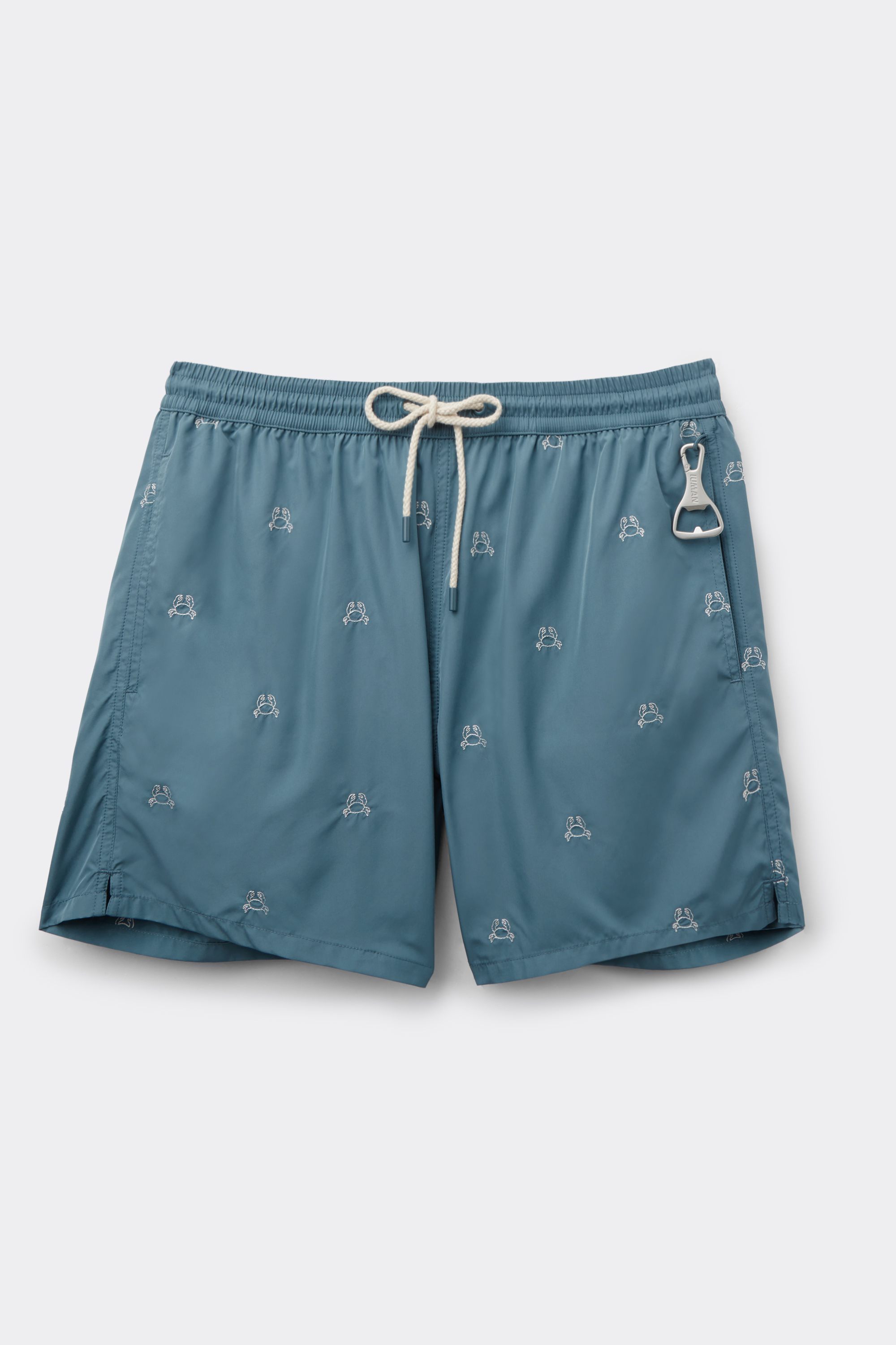 Swim Trunks with Embroidered Crabs
