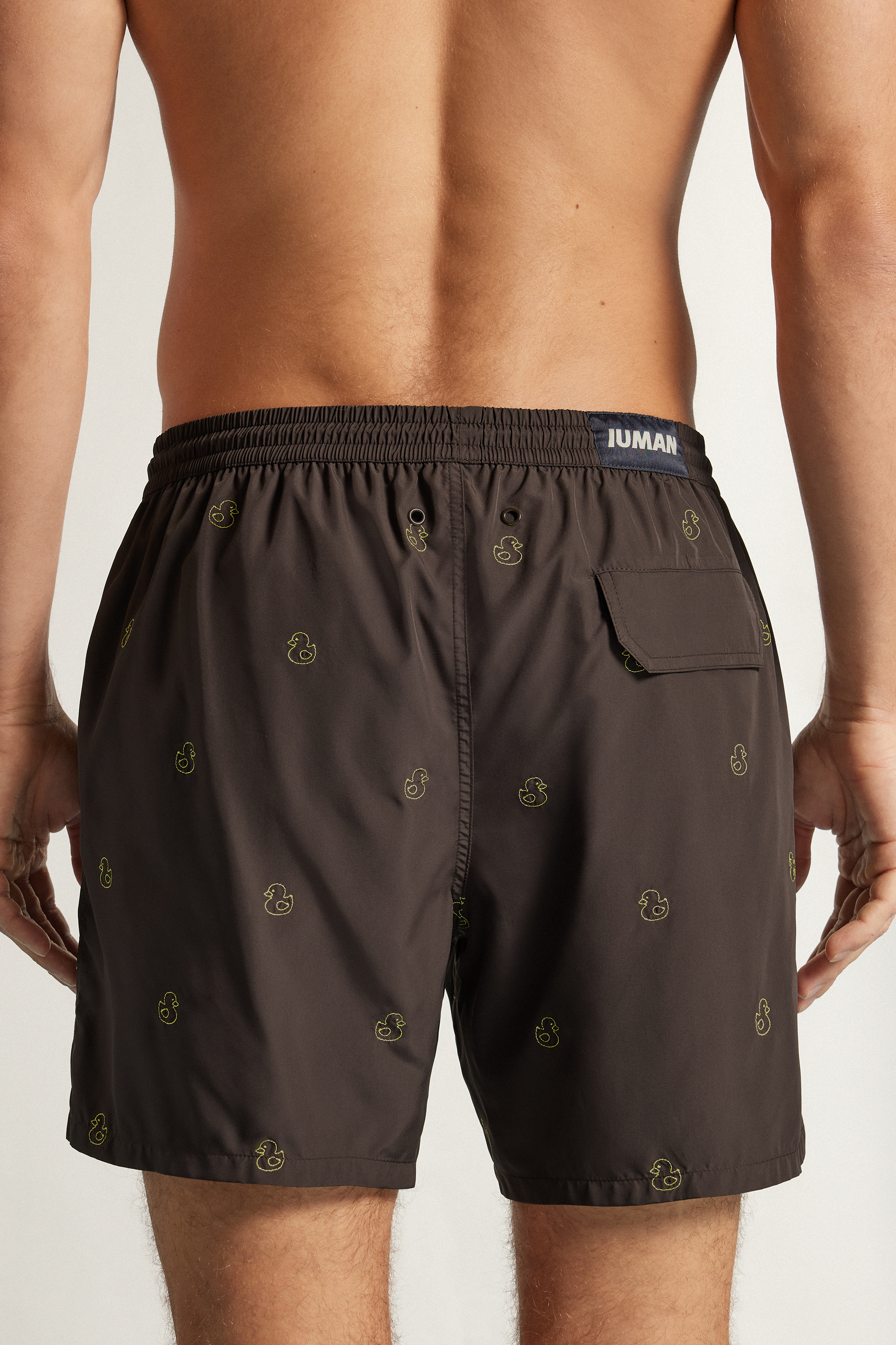 Alternative view of Swim Trunks with Embroidered Ducks