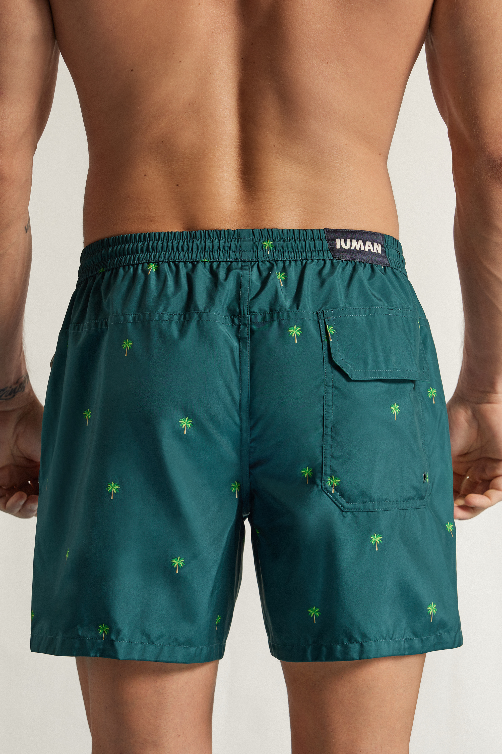 Alternative view of Palm Tree Print Reversible Swim Trunks