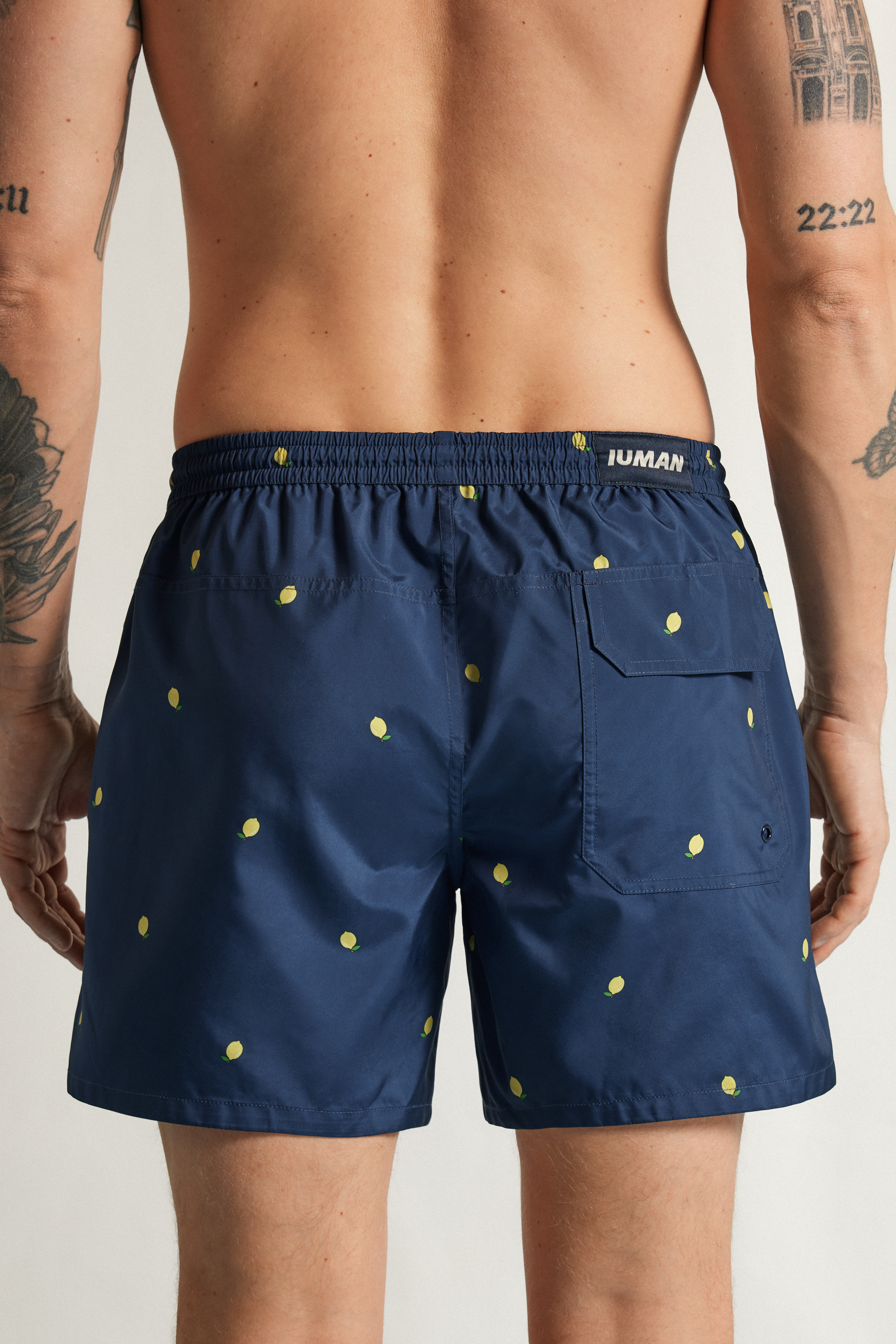 Alternative view of Reversible Lemon Print Swim Trunks