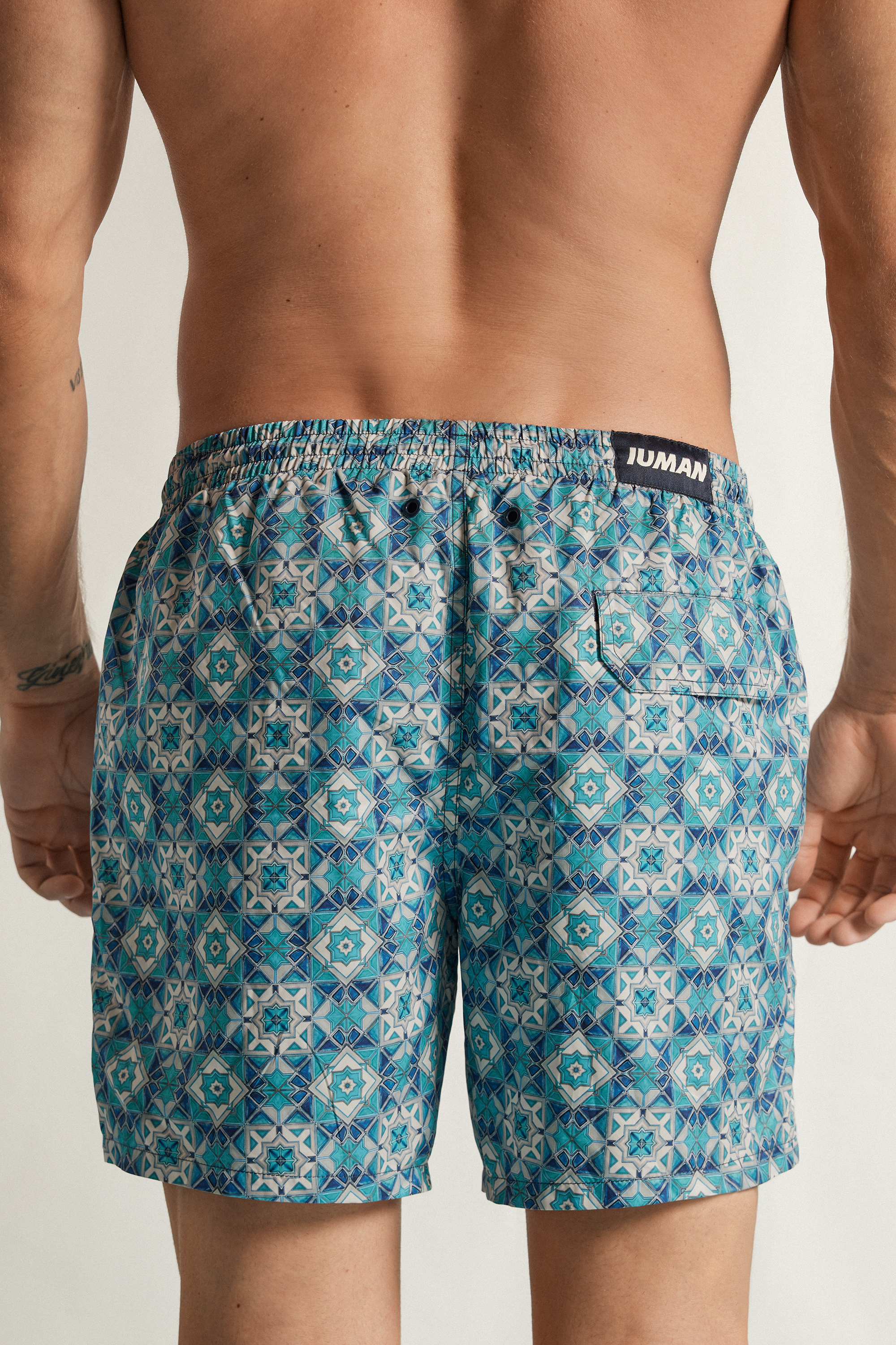 Alternative view of Mosaic Tile Print Swim Trunks