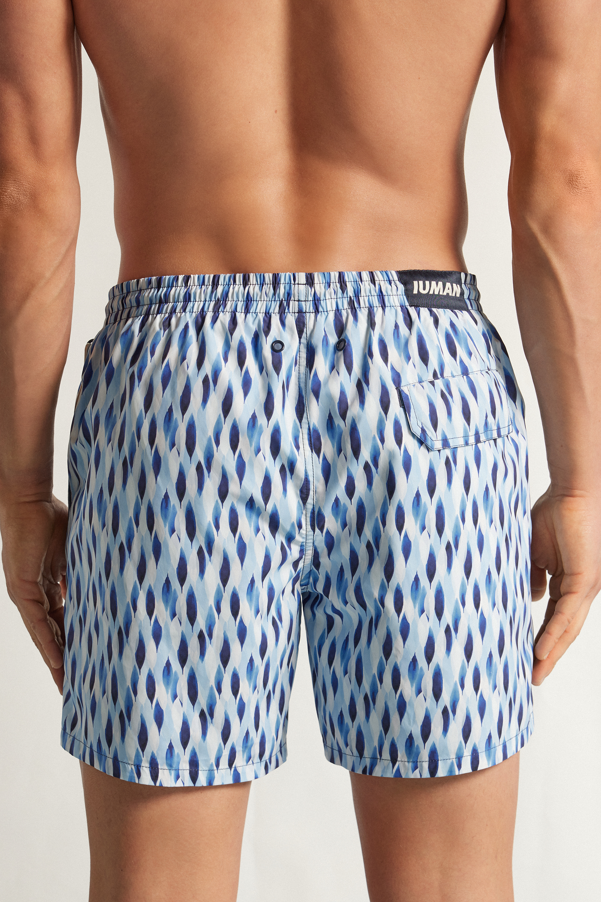 Alternative view of Blue/White Drop Print Swim Trunks