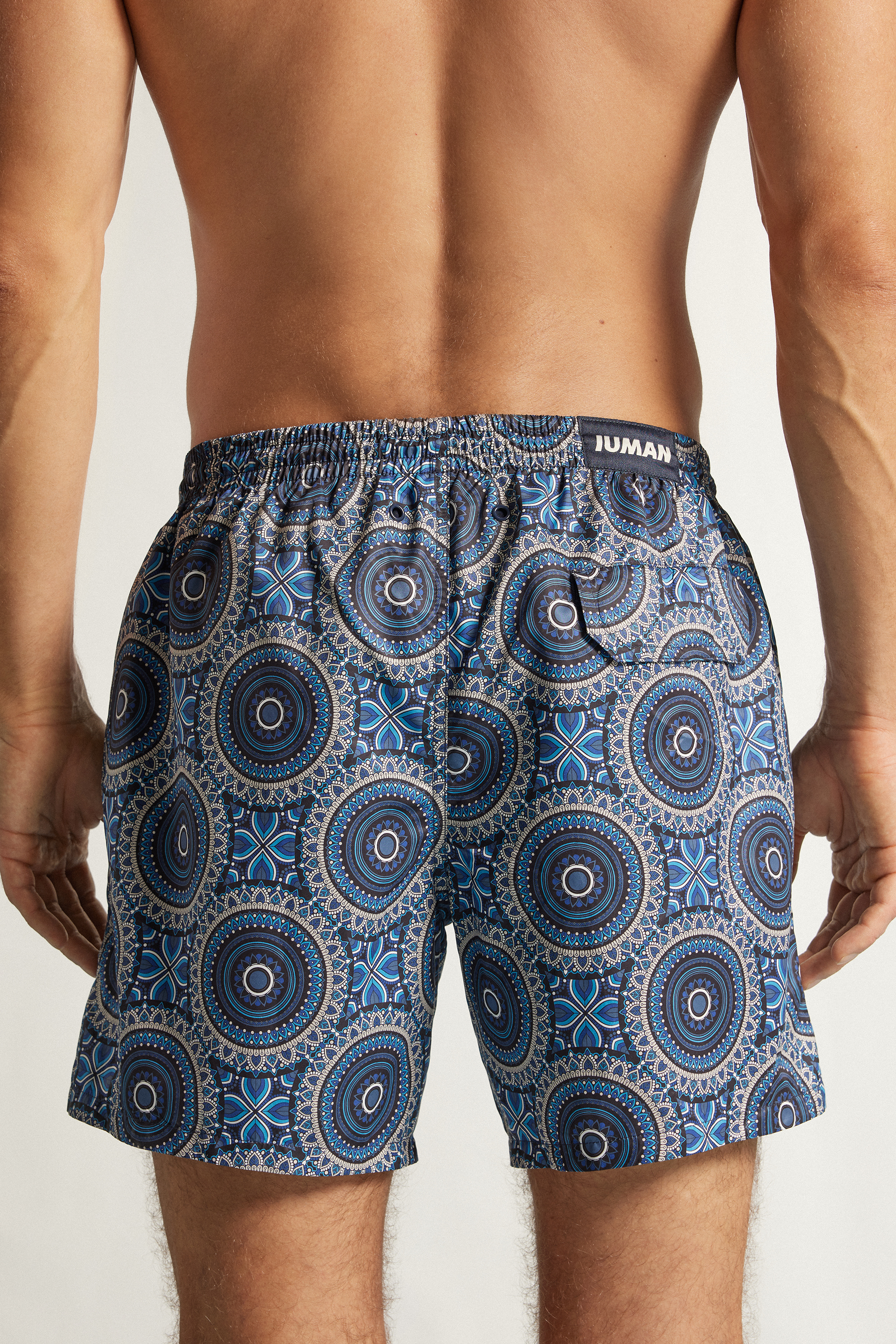 Alternative view of Blue Shaded Mosaic Print Swim Trunks
