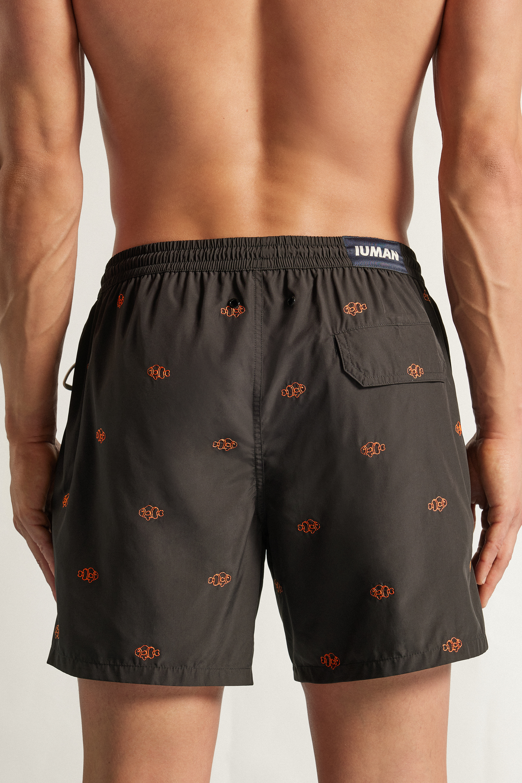 Alternative view of Swim Trunks with Embroidered Clown Fish