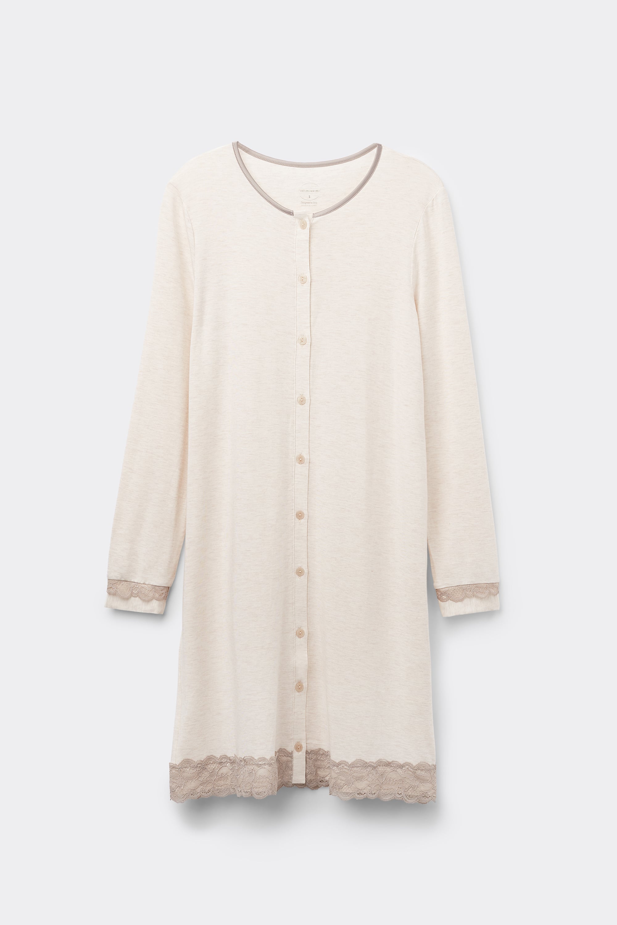 Button-Front Lace Detail Nightdress