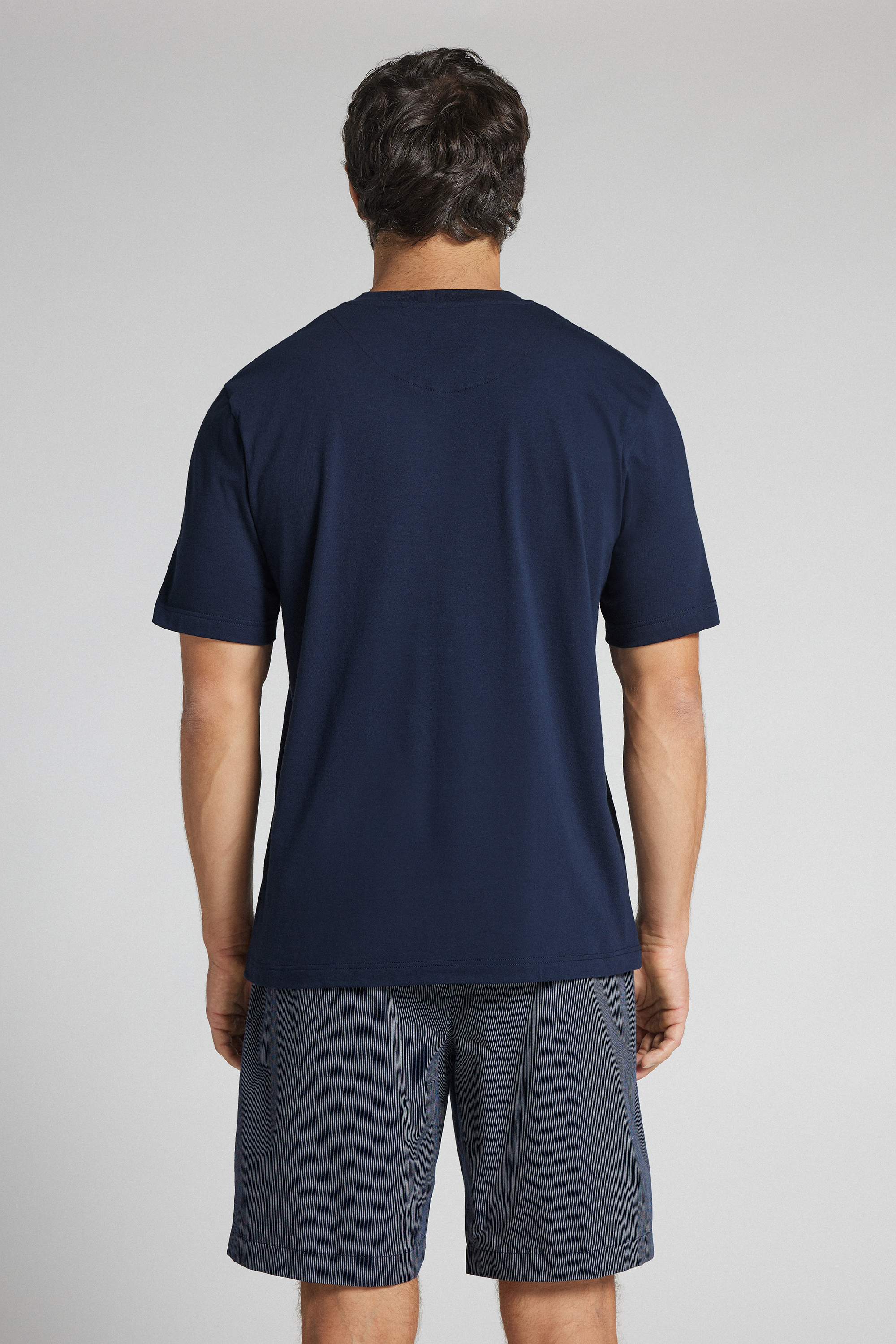 Alternative view of Short Cotton Pajamas with Blue Pinstripe Cloth