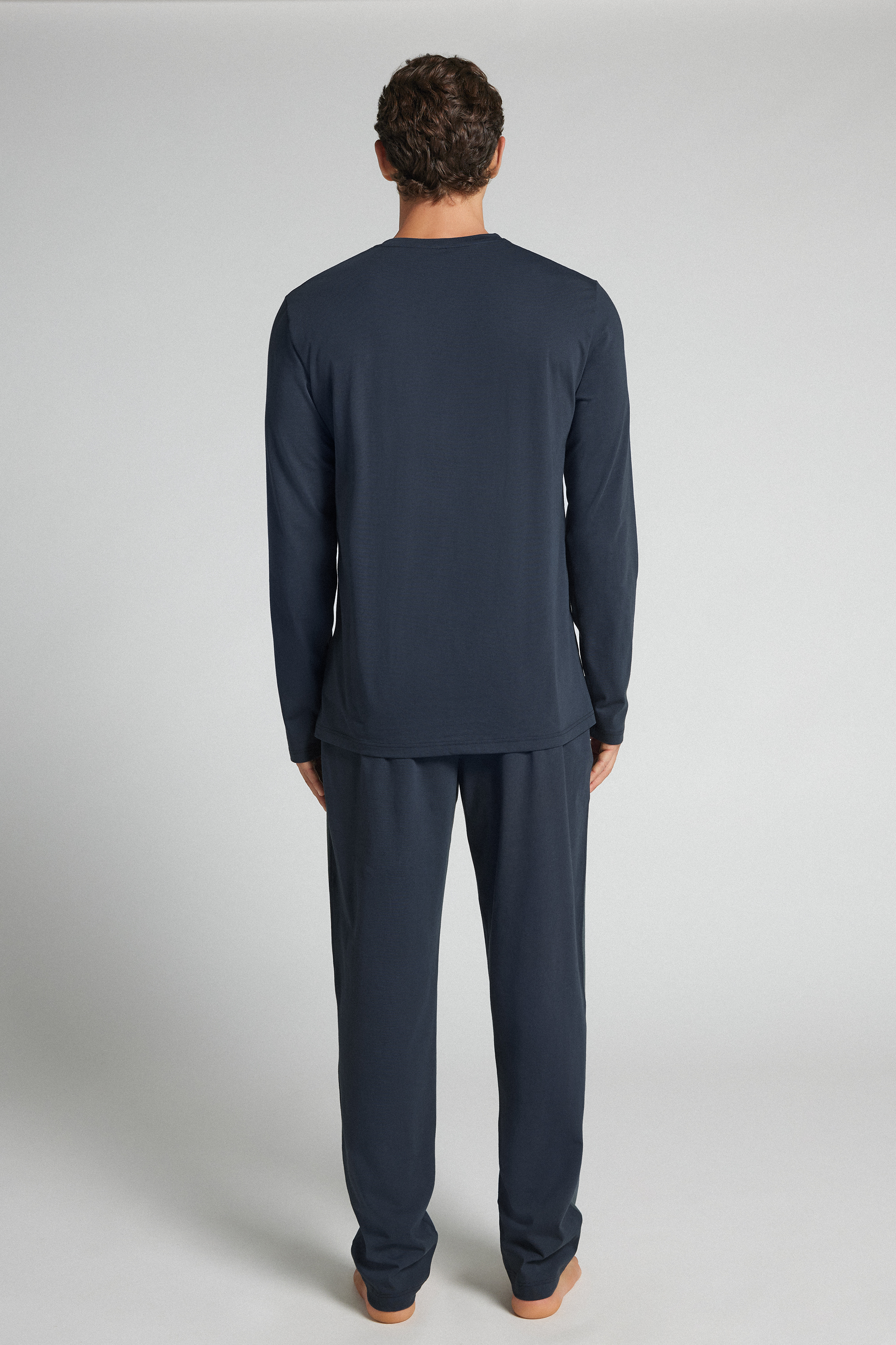 Alternative view of Full Length Cotton Pajamas with First Class Sleeper Patch