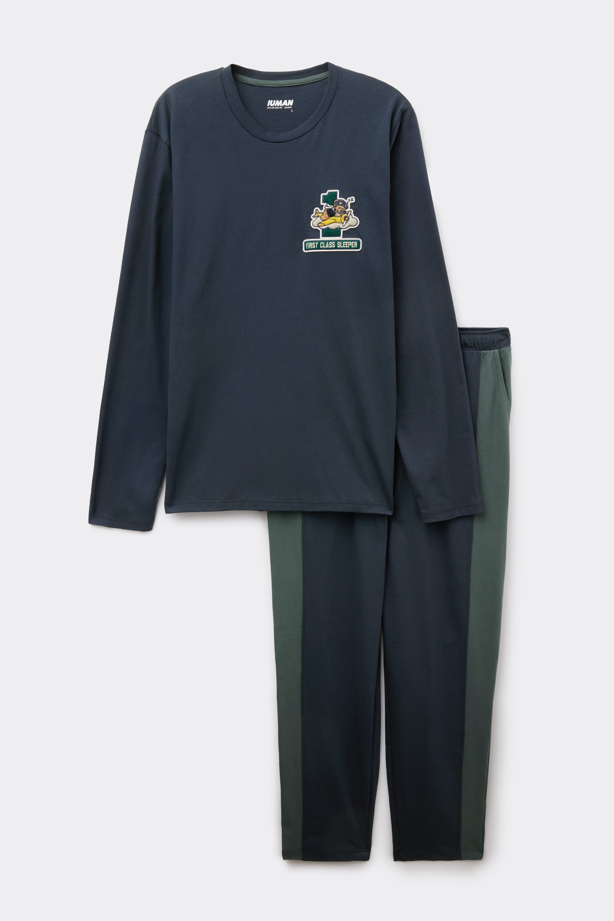 Full Length Cotton Pajamas with First Class Sleeper Patch