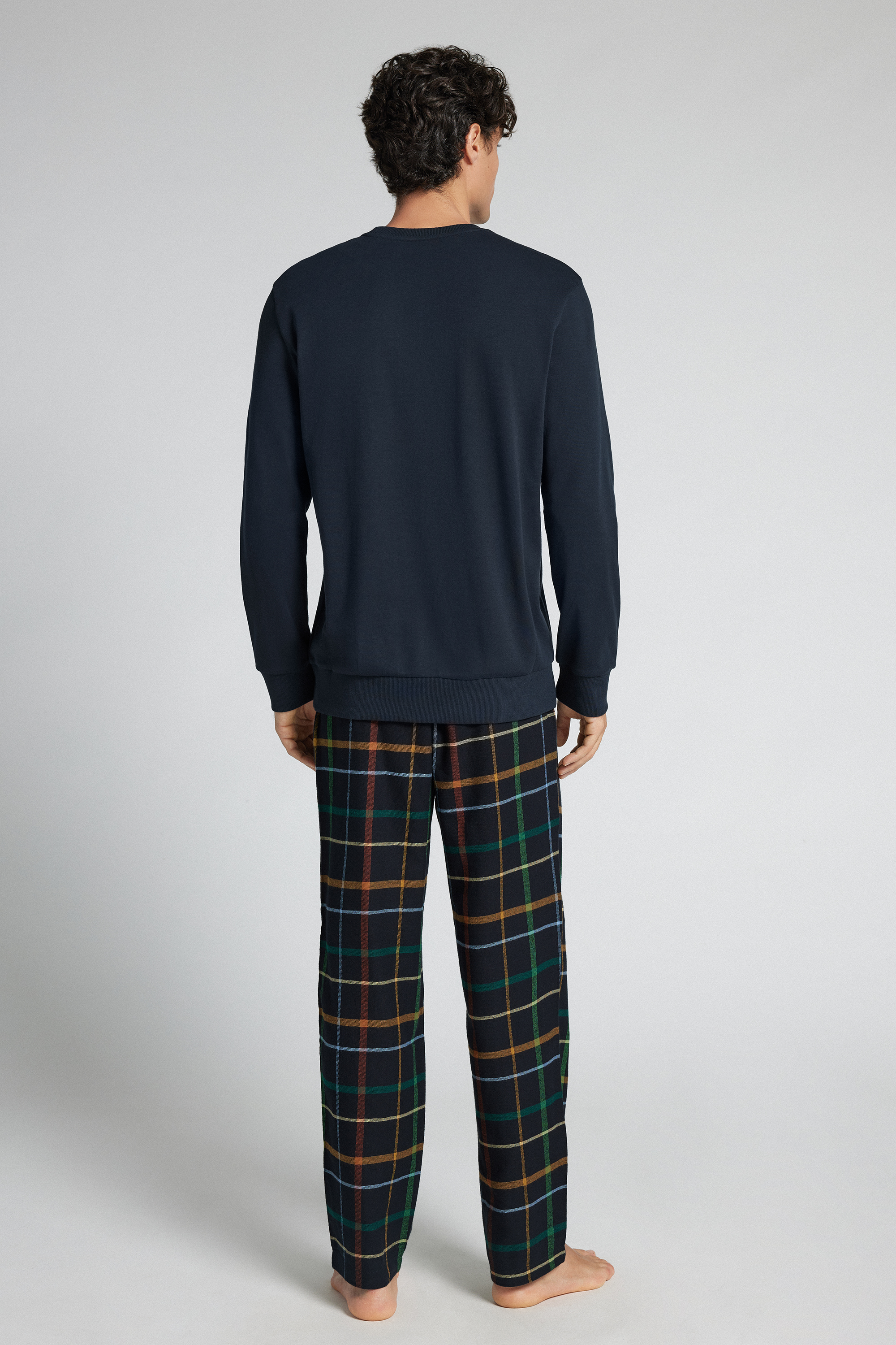 Alternative view of Men’s Full Length Cotton Pajamas with Dachshund Embroidery