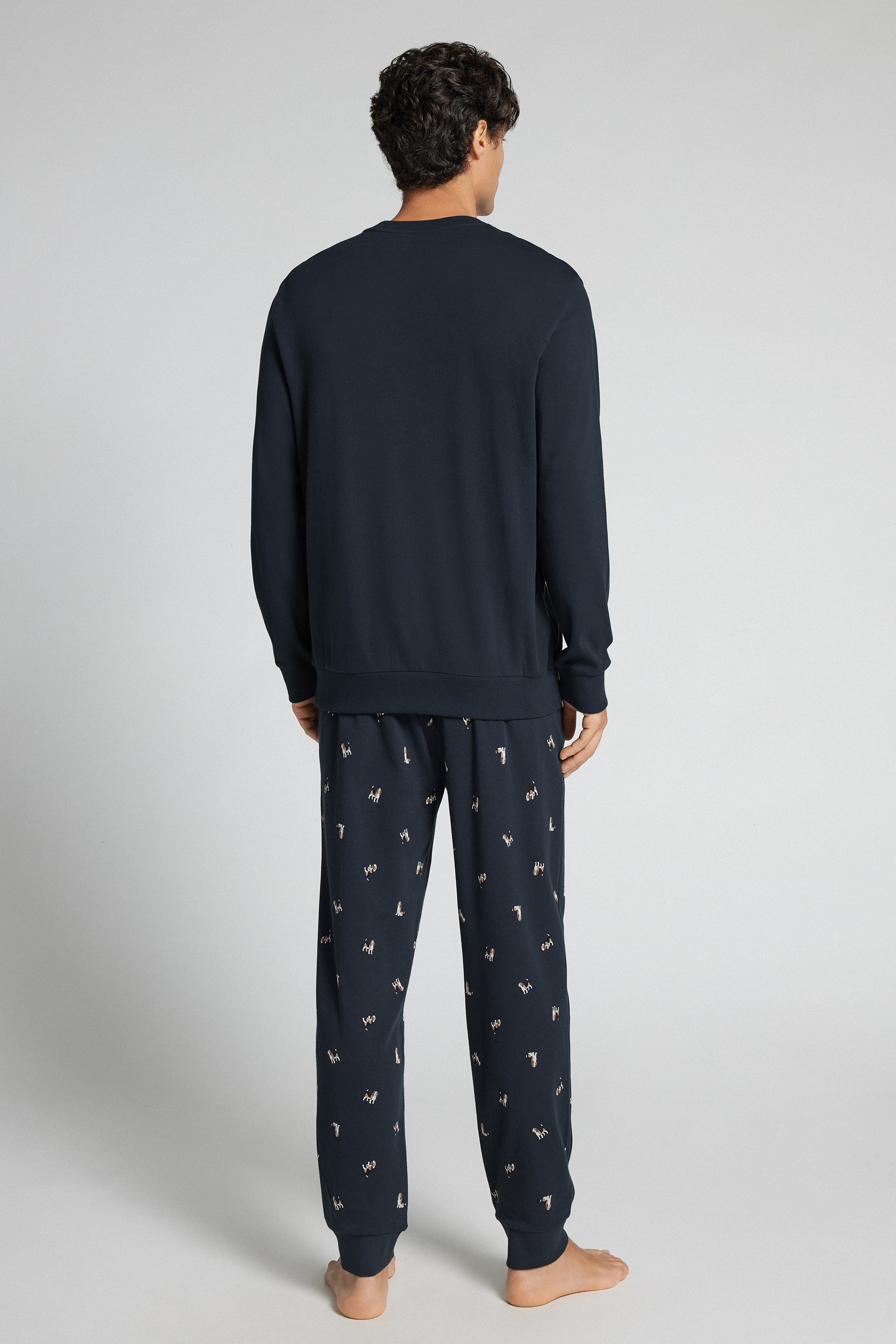 Alternative view of Men’s Full Length Pajamas in 100% Cotton with The Beagles Embroidery