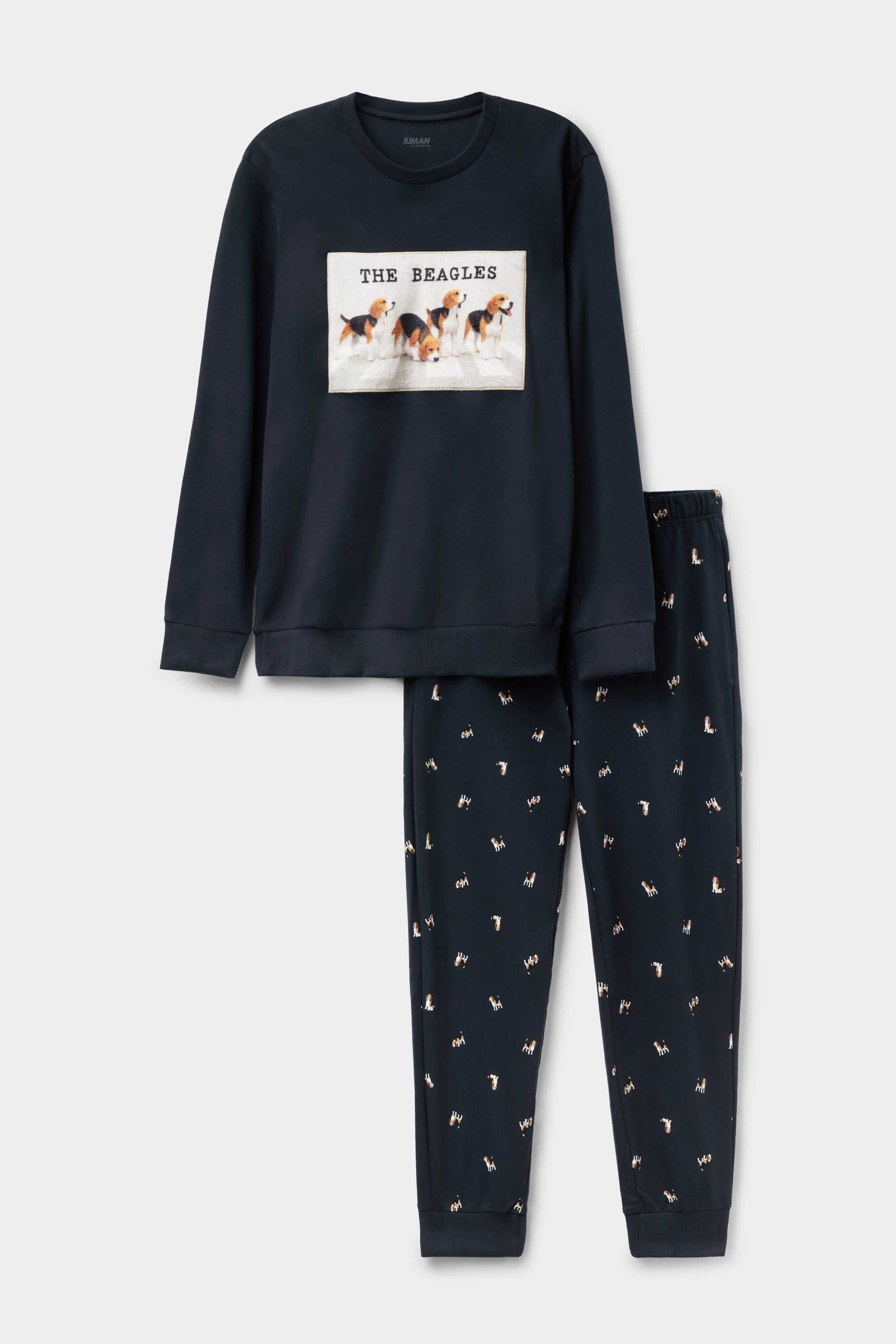 Men’s Full Length Pajamas in 100% Cotton with The Beagles Embroidery