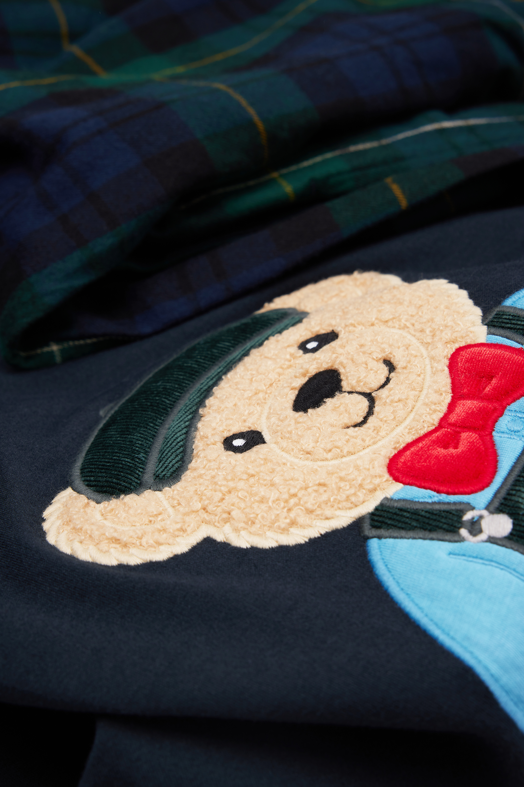 Alternative view of Men’s Full Length Cotton Pajamas with Gentleman Bear Embroidery