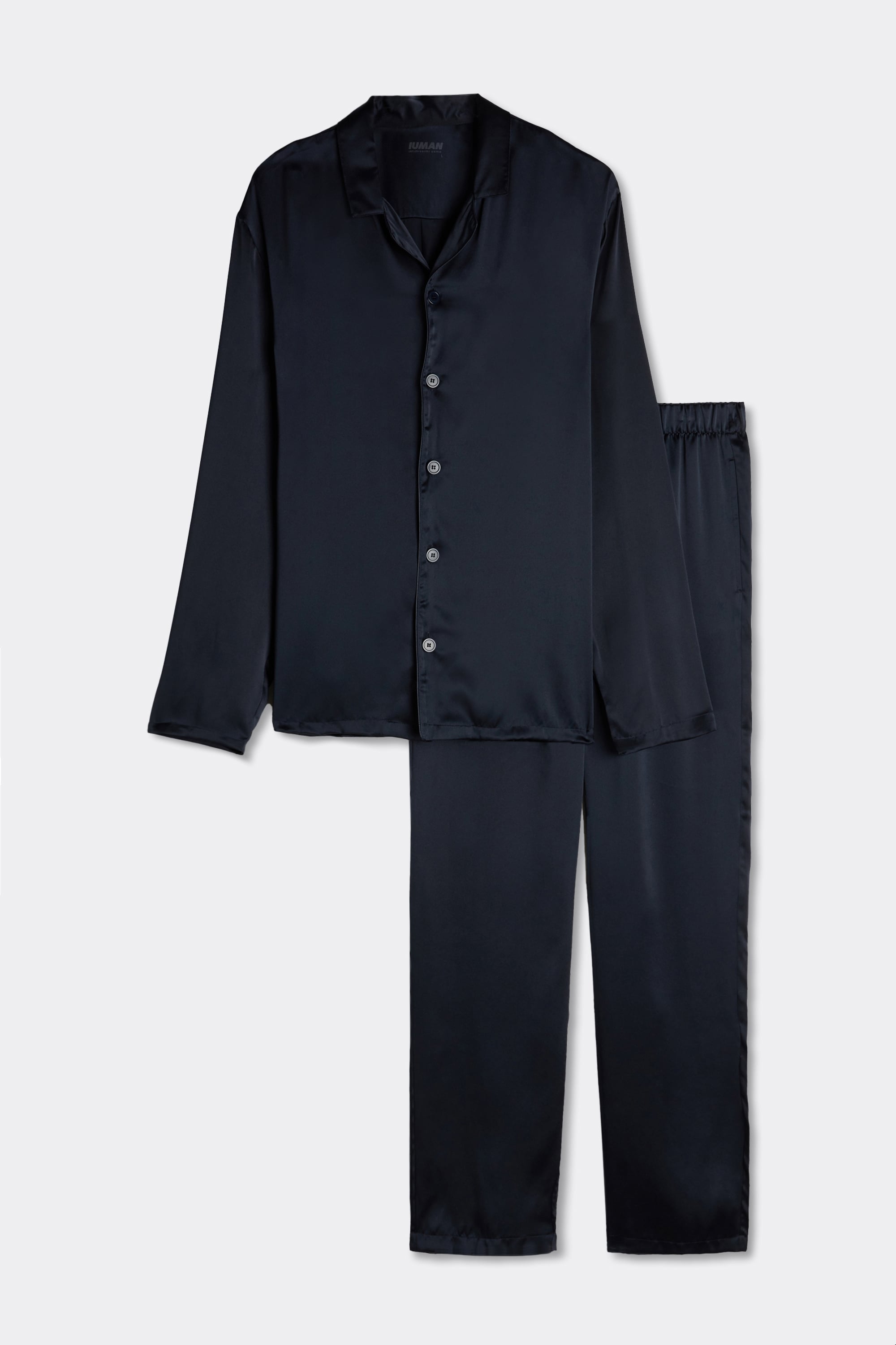 Long Silk Piped Pajamas