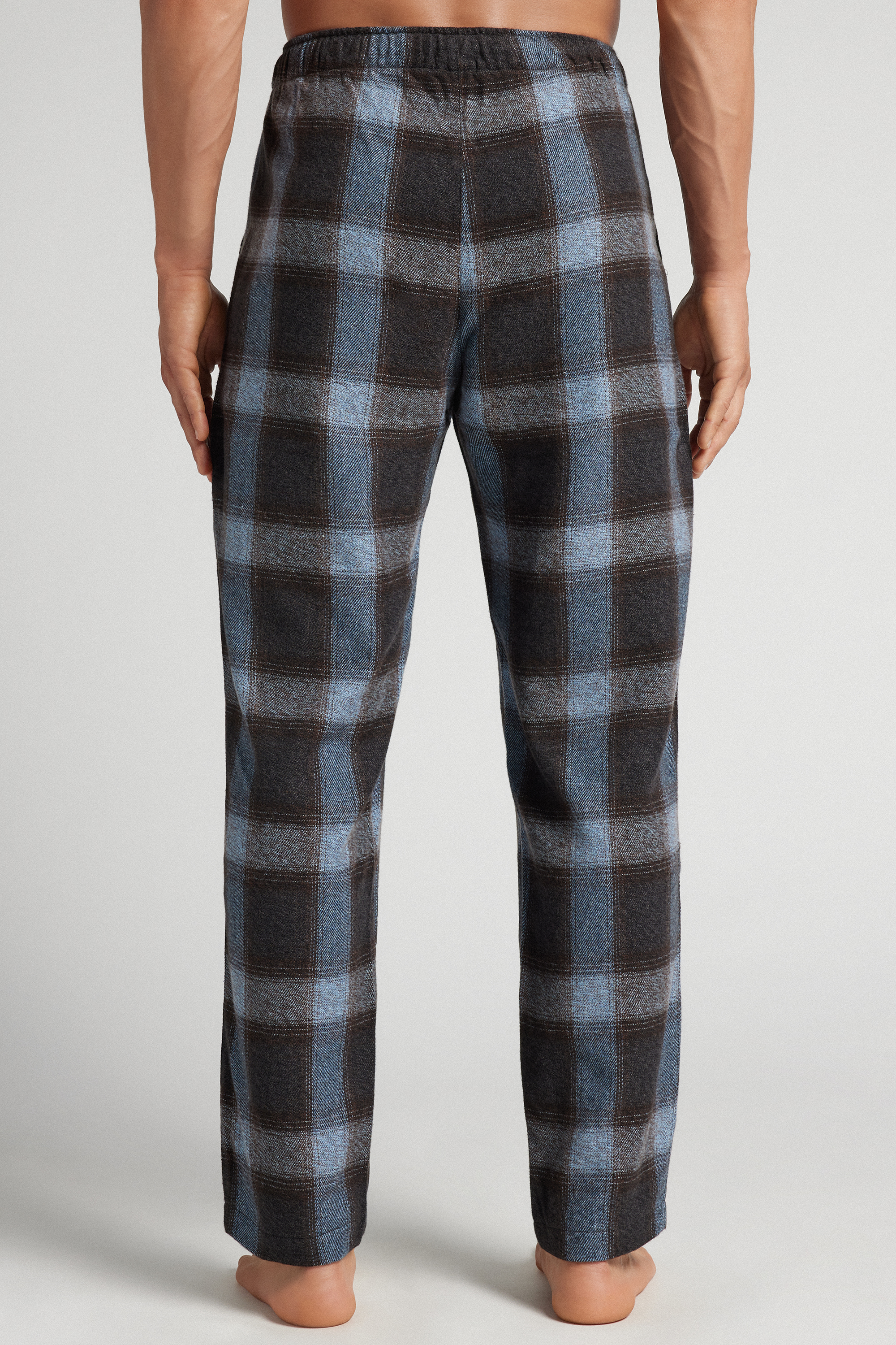 Alternative view of Blue Check Print Full Length Knit Pants