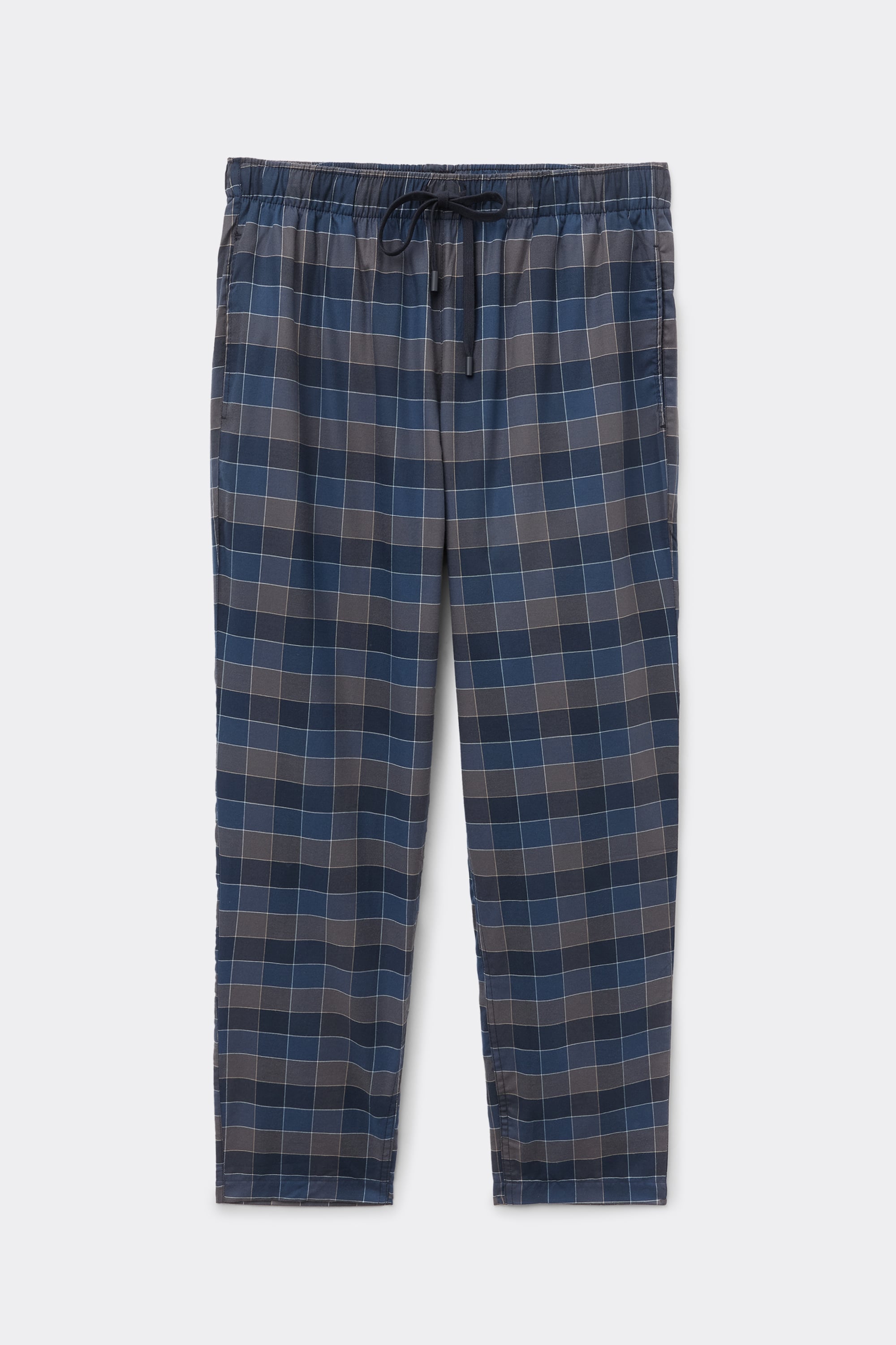 Full Length Pants in Blue and Gray Check Print Cloth