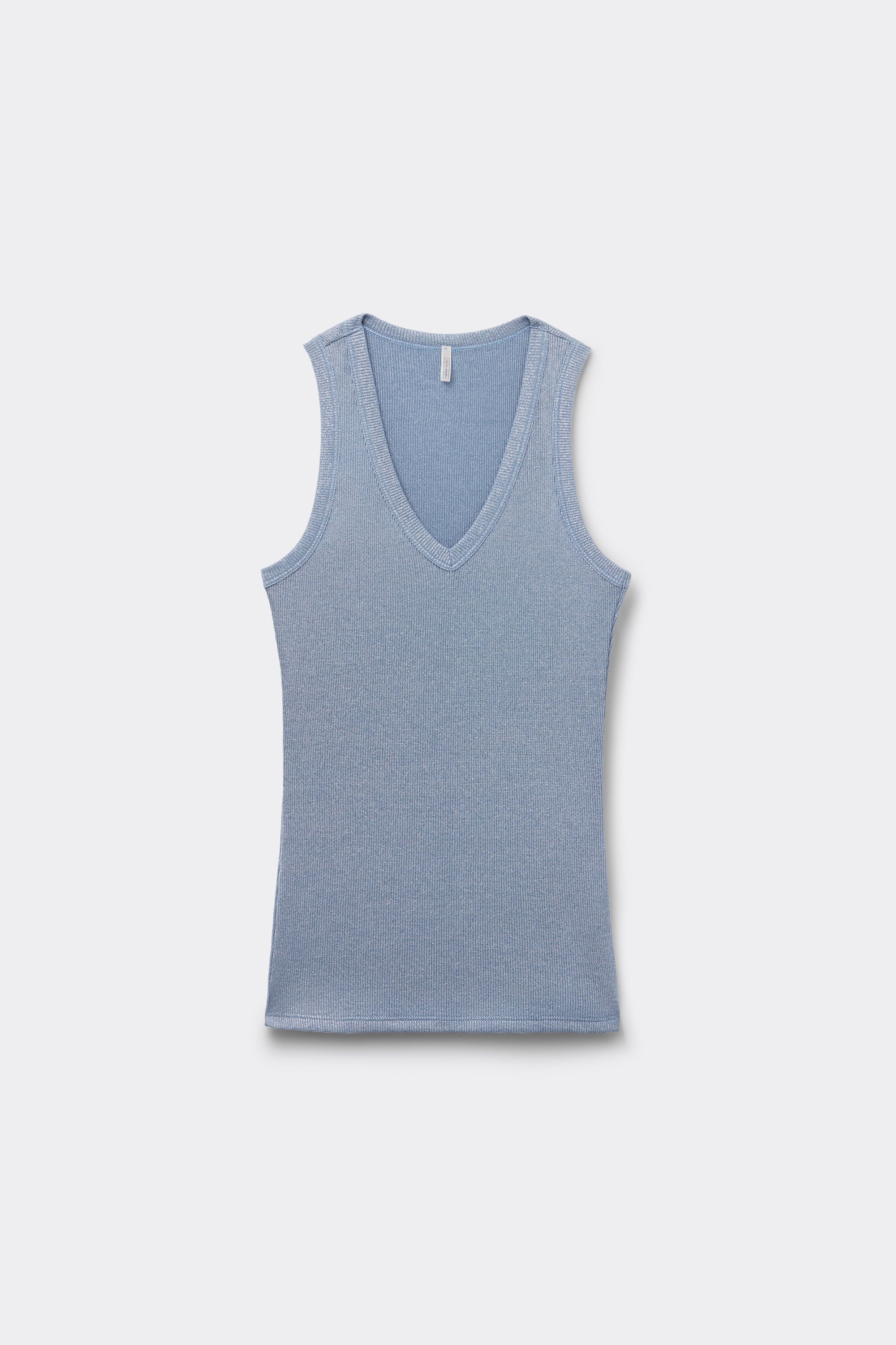 Alternative view of Ribbed Cotton Lamé V-Neck Tank Top