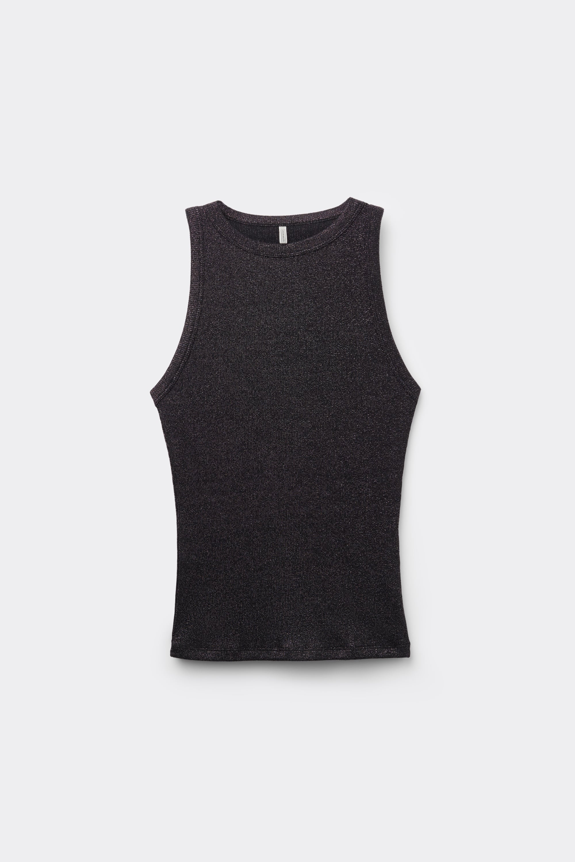 Ribbed Cotton Lamé Tank Top